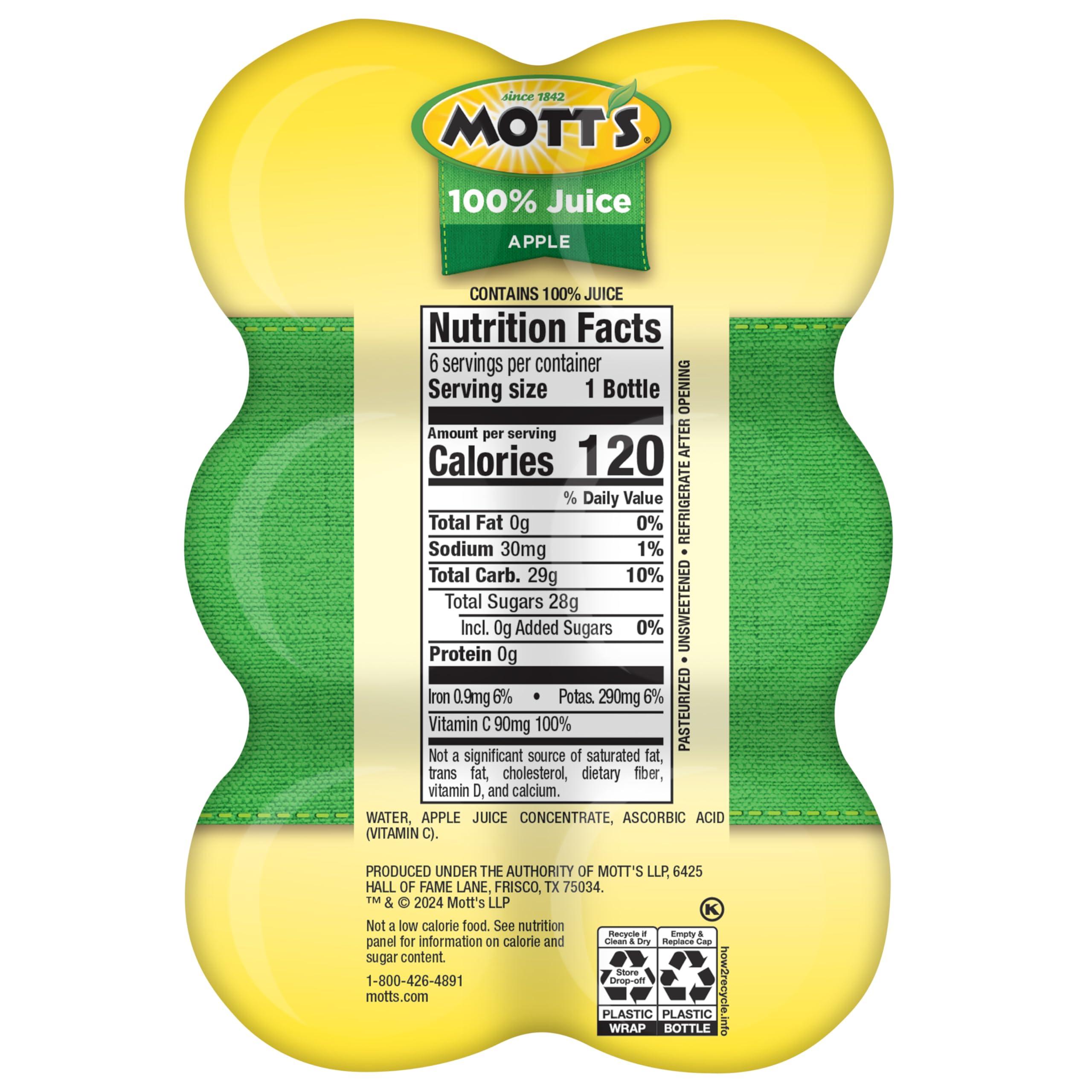 Mott's 100% Original Apple Juice, 8 Fl Oz Bottles, 24 Count (4 Packs Of 6), 2 Servings Of Fruit, 100% Fruit Juice, Gluten-free, Caffeine-free, Kosher, Contains No Artificial Colors Or Sweeteners - Image 2