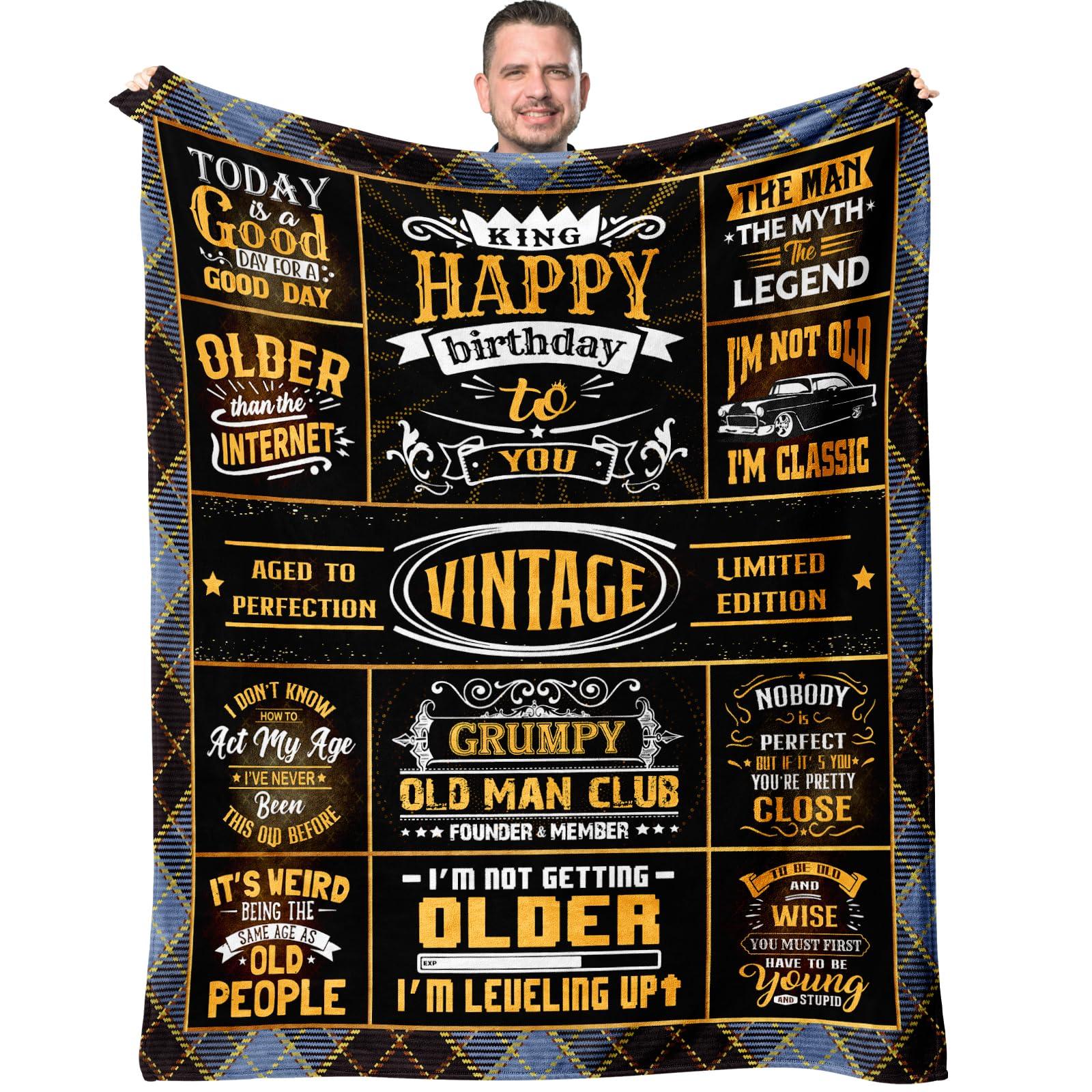 Fluxflix Birthday Gifts for Men/Dad/Him/Huband/Boyfriend, Men Gifts for Birthday, Men's Birthday Gift Ideas, Happy Birthday Gifts for Male Throw Blanket 60"X50"