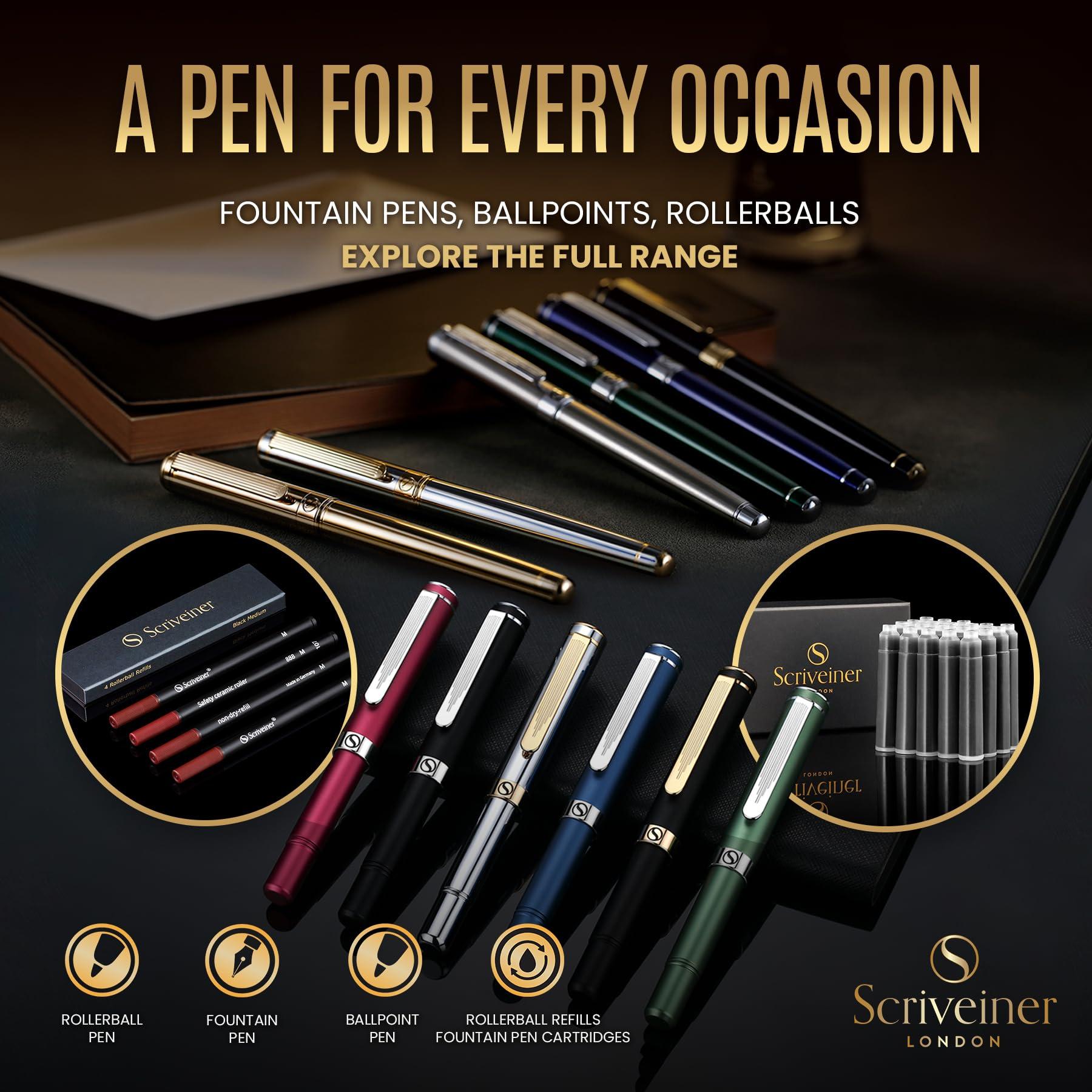 Scriveiner Black Lacquer Rollerball Pen - Stunning Luxury Pen, Real Gold Plating, Schmidt Ink Refill, Best Roller Ball Gift Set for Men & Women, Professional, Executive Office, Nice Pens - Image 6
