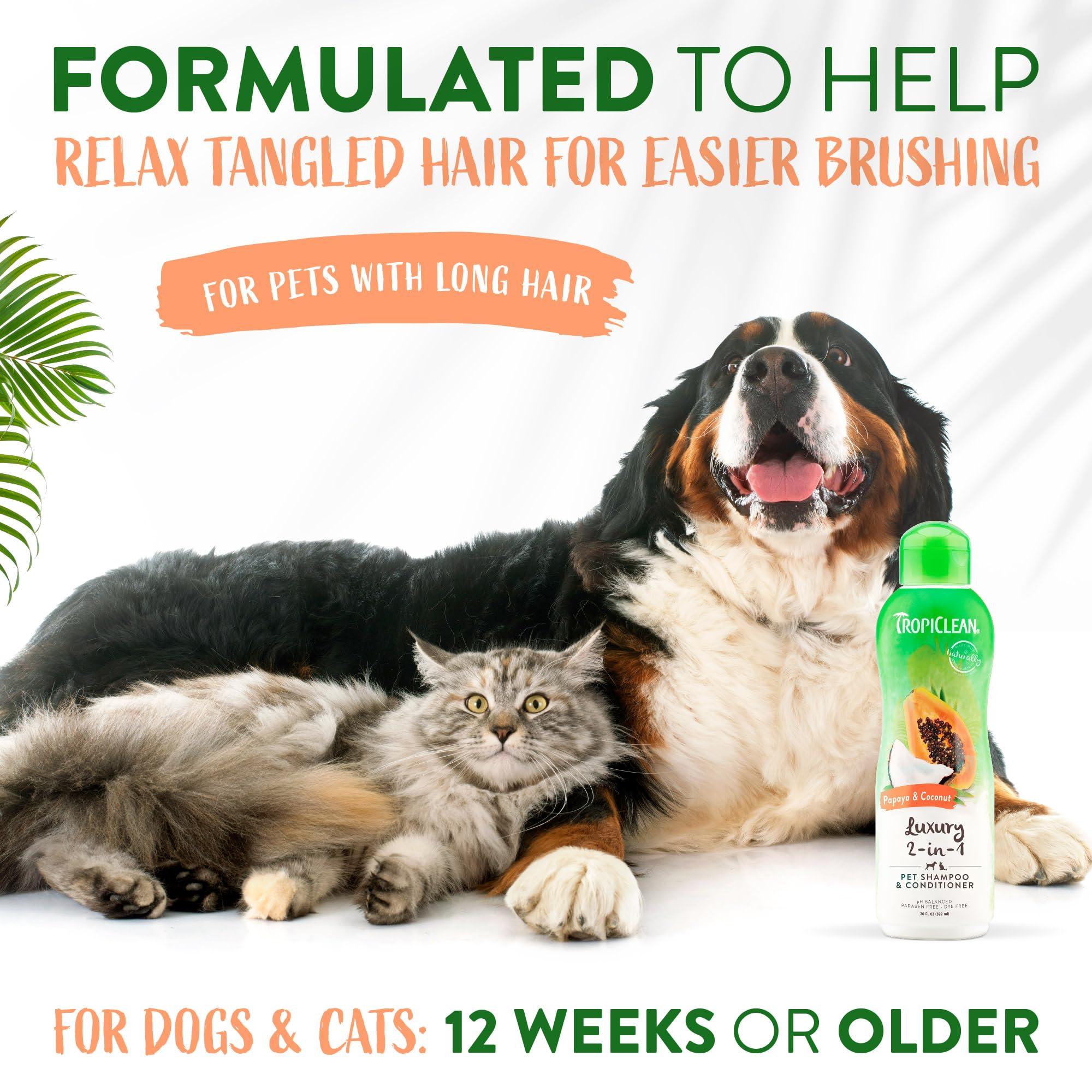 TropiClean 2-in-1 Dog Shampoo and Conditioner, Moisturizing Dog Detangler, Puppy Safe, Made in the USA, Papaya Scent, Cat & Kitten Safe, 20oz. - Image 5