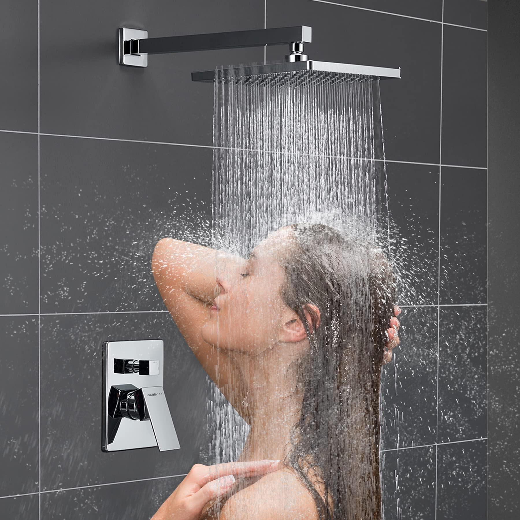 Gabrylly Shower System with Tub Spout, Wall Mounted Tub Shower Faucet Set for Bathroom with High Pressure 10" Rain Shower head and 3-Setting Handheld Shower Head Set,Chrome - Image 4