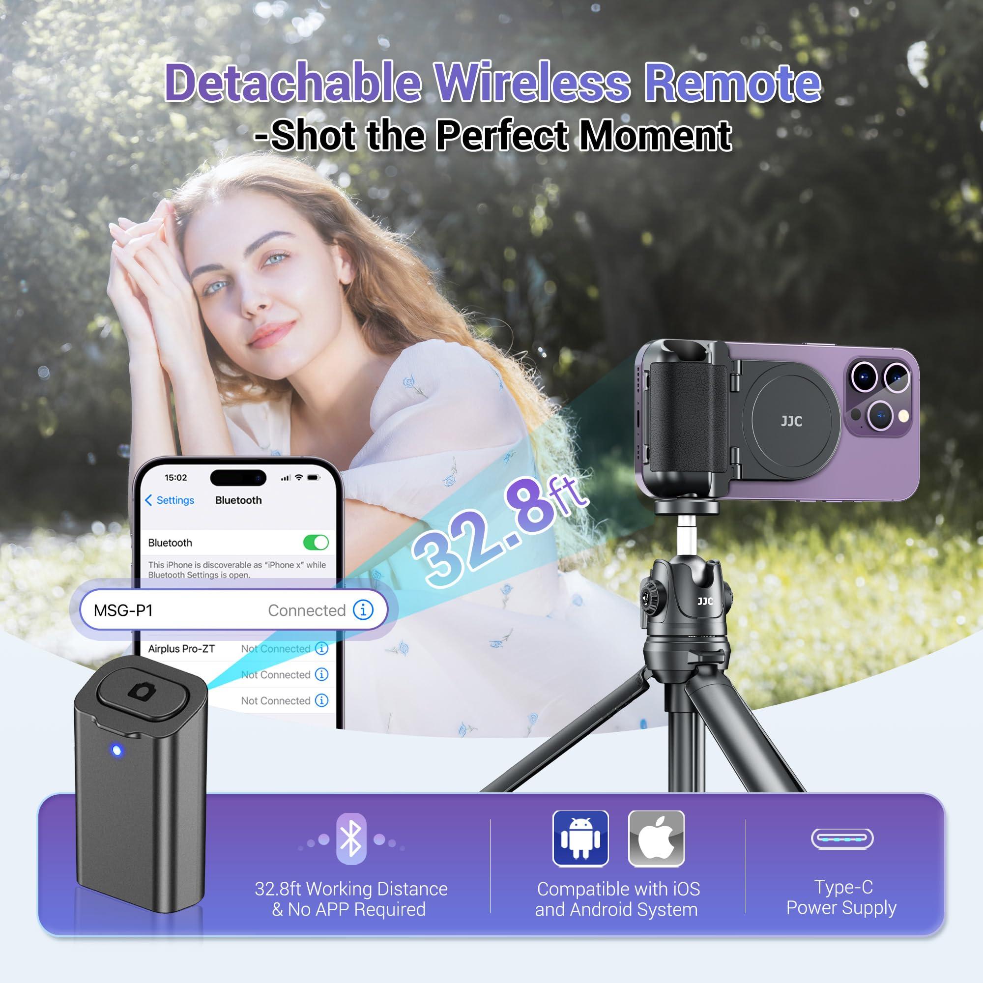 Magnetic Smartphone Shooting Holder Phone Hand Grip Handle Snap On Phone Stand with Tripod Mount & Wireless Shutter Remote for iPhone 16 15 14 13 12 Pro Max Android Cellphone Vlog Video Photography - Image 4