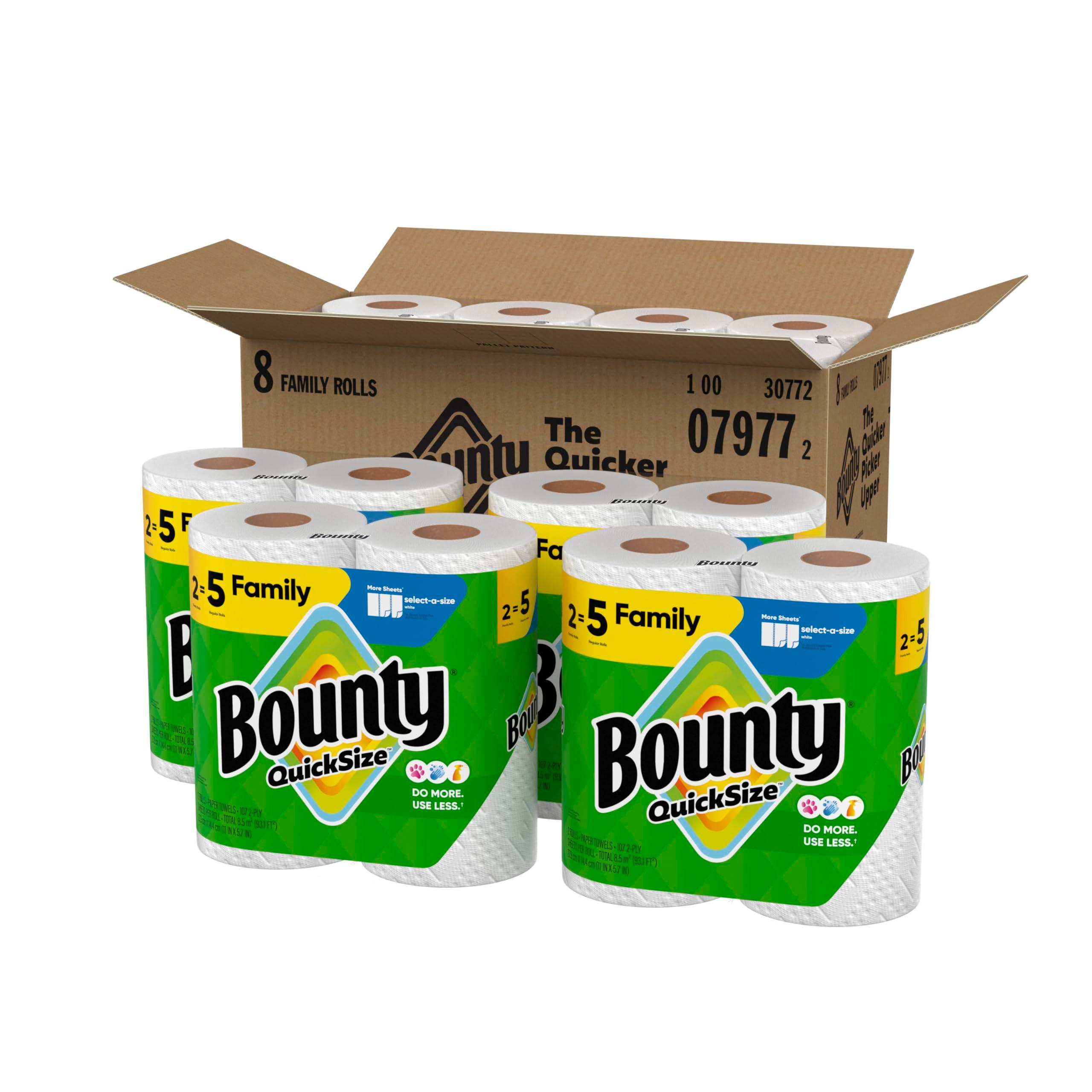 Bounty Quick Size Paper Towels, White, 8 Family Rolls = 20 Regular Rolls (Packaging May Vary) - Image 11