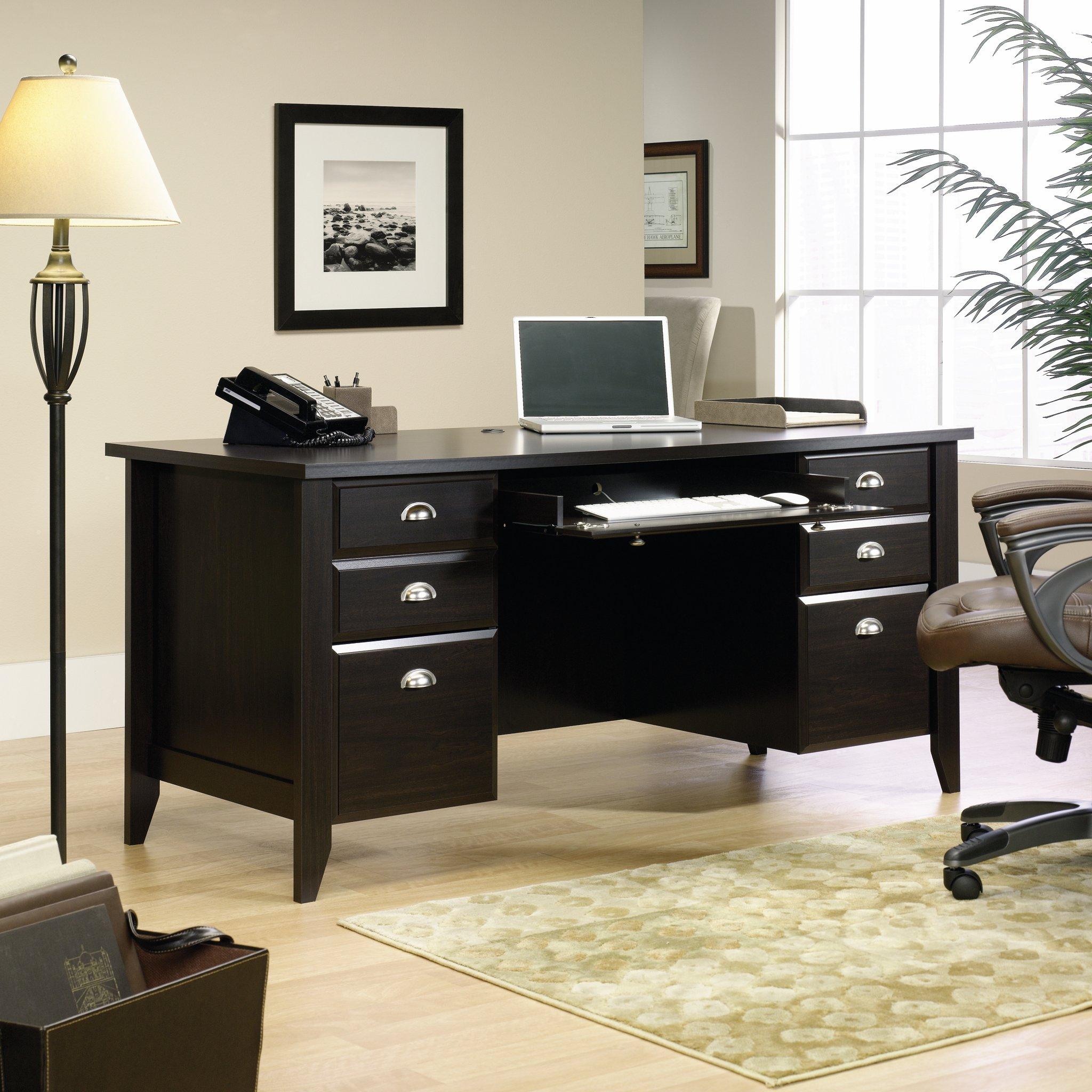Sauder Shoal Creek Executive Desk, L: 65.12" x W: 29.29" x H: 30.55", Jamocha Wood finish - Image 4