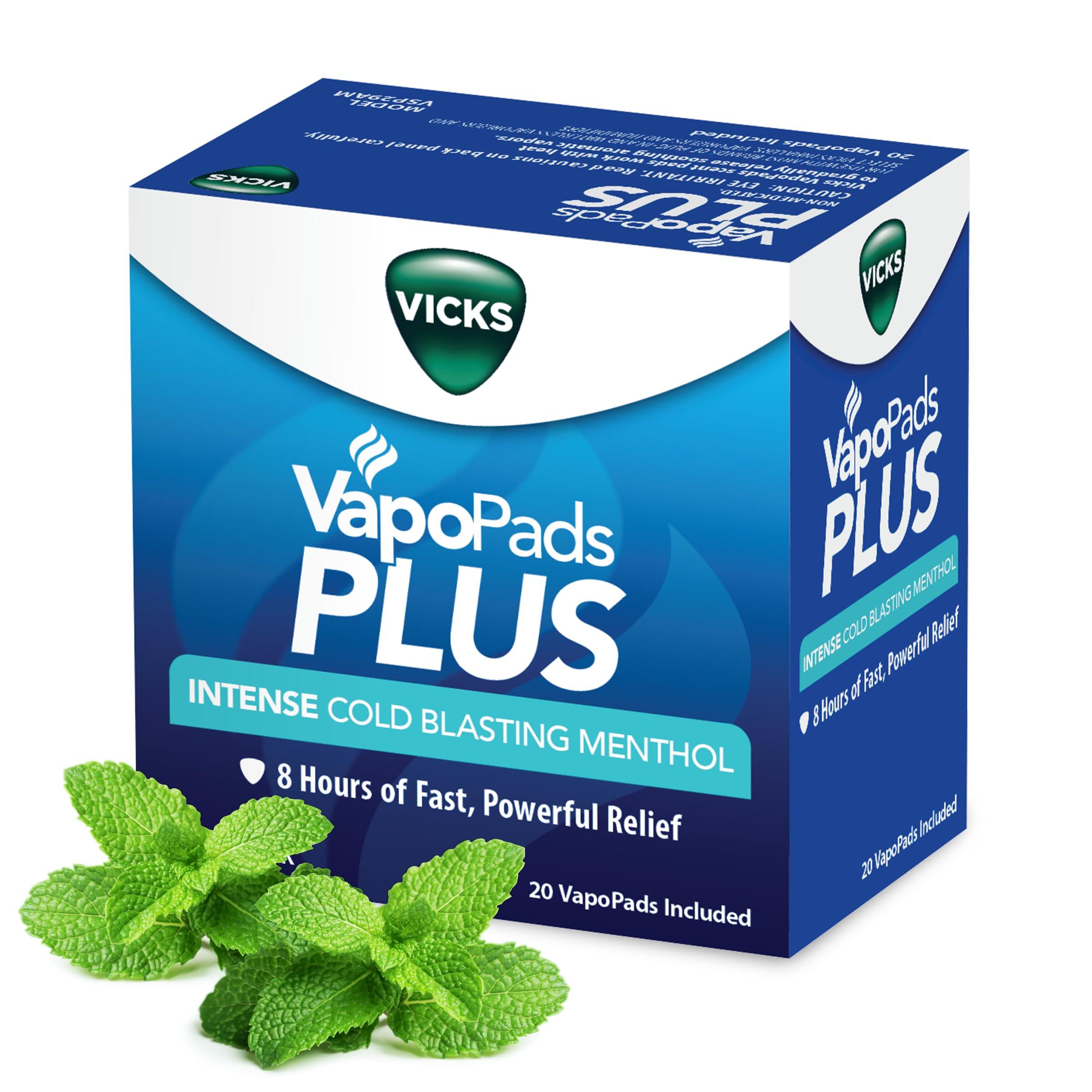 Vicks VapoPads Plus with Intense Cold Blasting Menthol - Vapor Pads Refill for Vicks Humidifiers and Steam Inhalers, Scent Pads for Congestion Relief, FSA/HSA Eligible, 20-Pack, Box Color May Vary