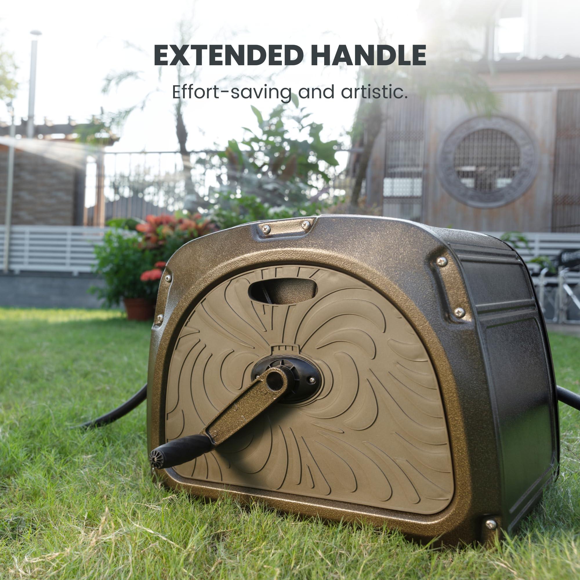 Giraffe Tools SW5 Metal Hose Reel Box, Heavy Duty Garden Hose Storage Reel Hideaway, Crank Handle, 150ft 5/8" Hose Capacity, Green - Image 9