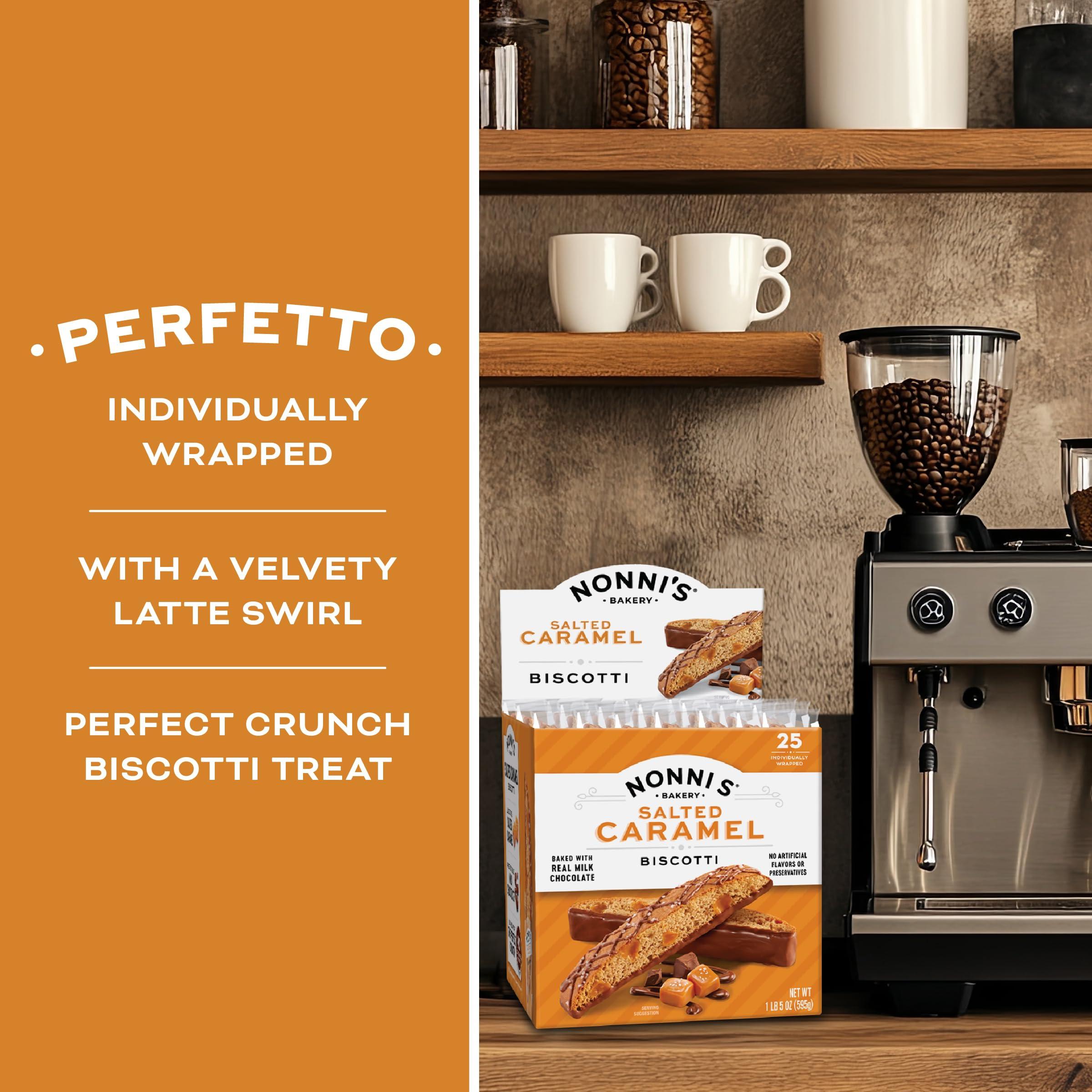 Nonni's Salted Caramel Biscotti Italian Cookies Tub - Biscotti Individually Wrapped Salted Caramel Coffee Cookies - Milk Chocolate & Sea Salt - Kosher - 1lb 5oz, (595g) - Image 5