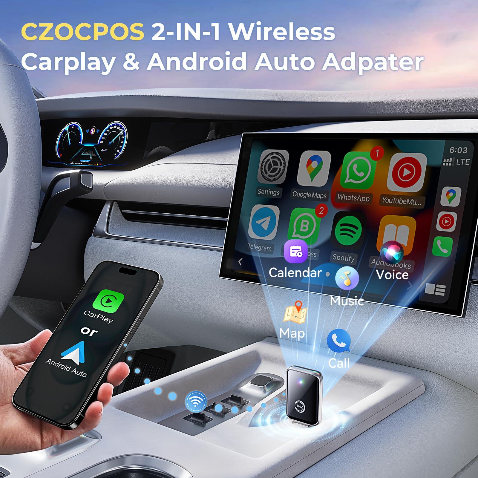 Wireless Carplay Adapter for iPhone, Convert Wired Carplay to Wireless, 2 in 1 Plug and Play Android Auto and Carplay Adapter for iOS 10 Android 11 and Above, Cars with Built-in Carplay (Silver) - Image 3