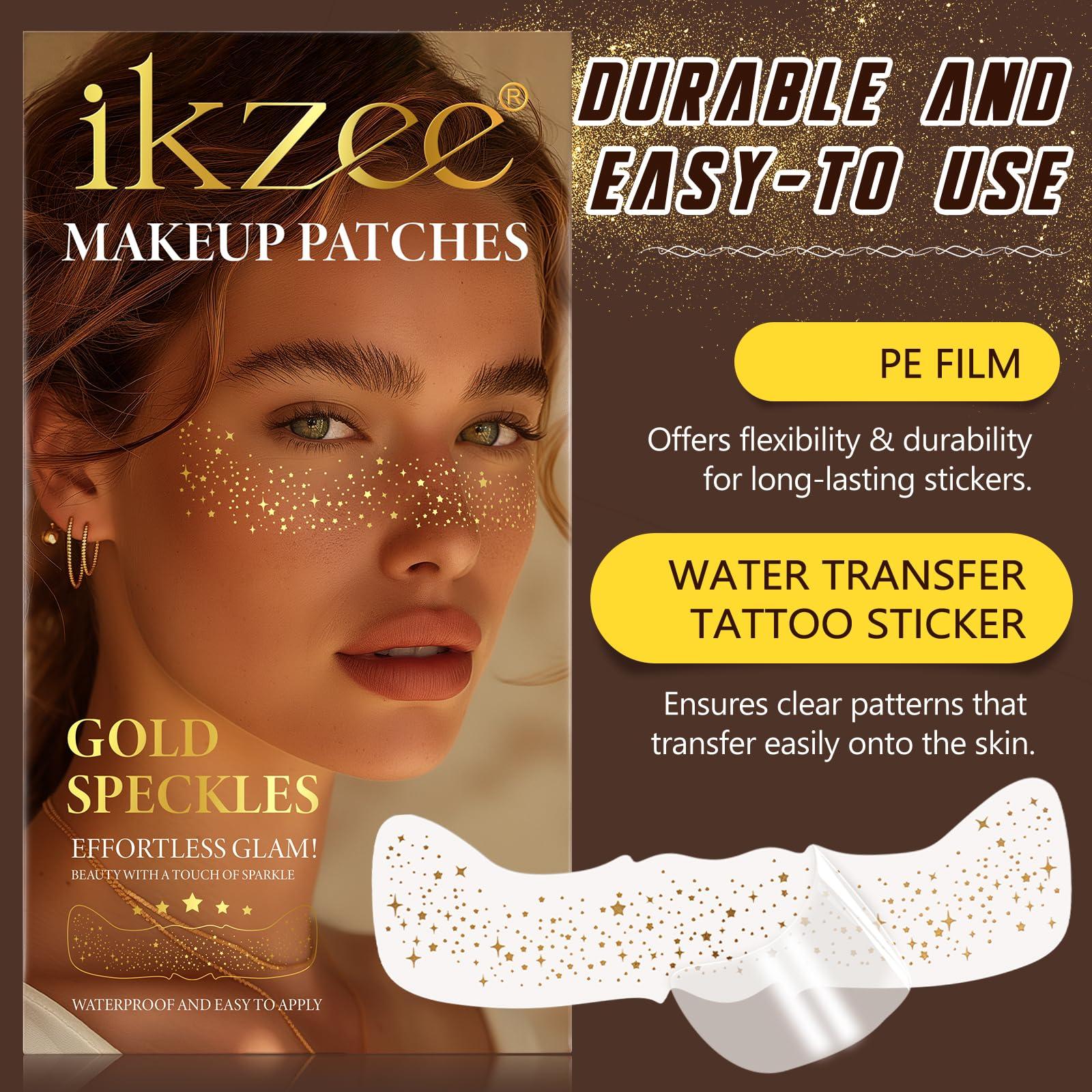 Glitter Freckles Face Tattoo, 10 Pcs Gold Face Glow Up Sparkle Makeup Patches - Cute Accessories for Women (Gold-008) - Image 5