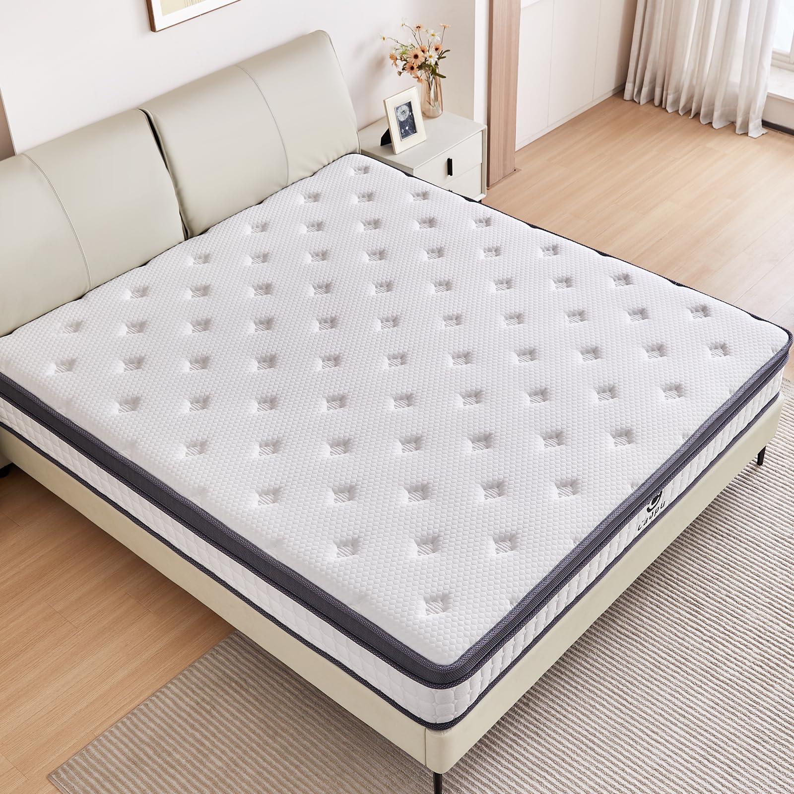 Caopu King Size Mattress, 12 inch Hybrid Mattress in a Box, Medium Firm, Pressure Relief & Motion Isolation, Gel Memory Foam Pocket Springs, CertiPUR US Certified, 365 Nights Trial - Image 8