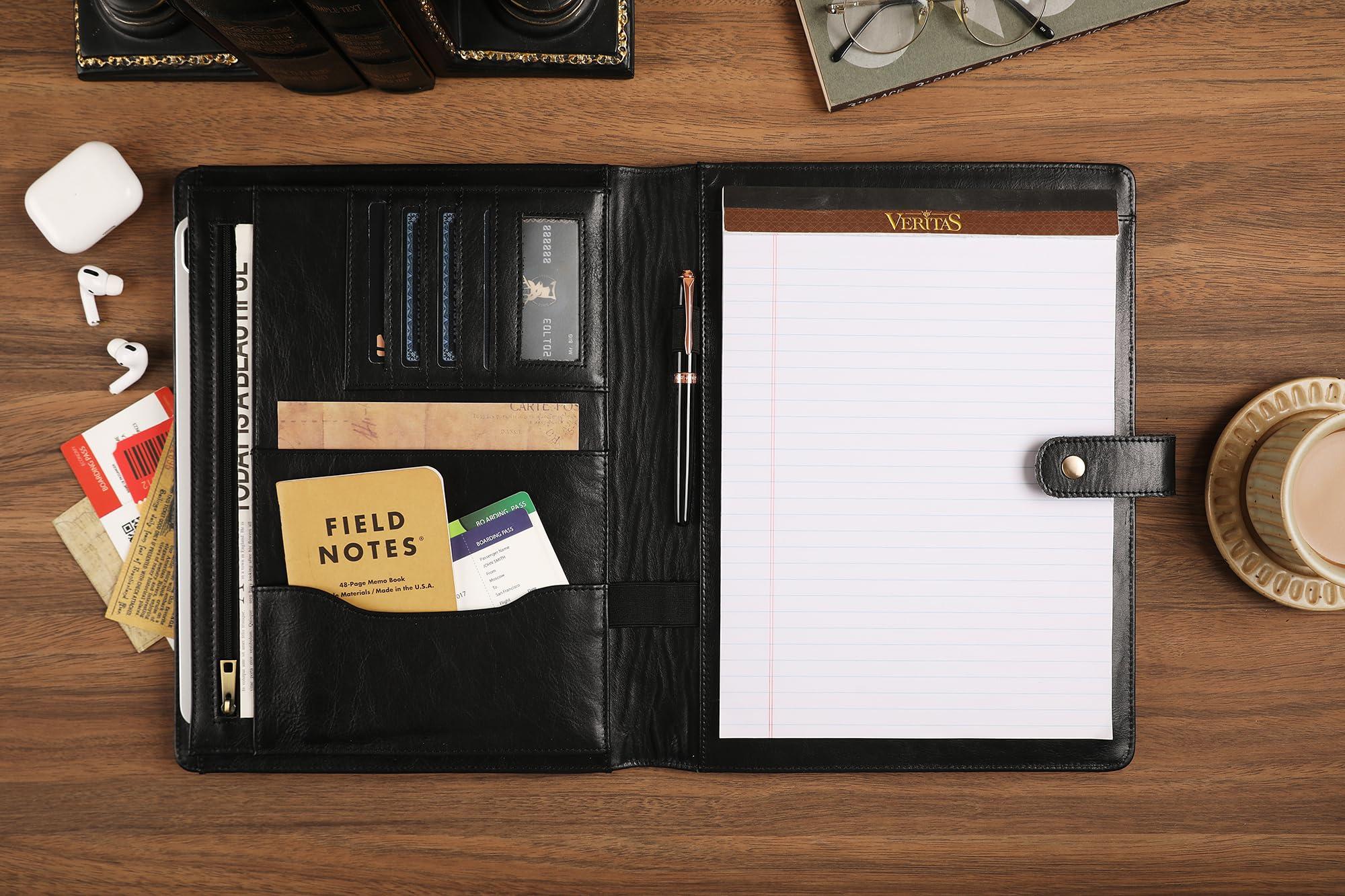 Personalized Leather Padfolio for Men - Business Portfolio with Clipboard, Engraved Legal Pad Folio Folder, A4 Letter Size Ideal Business and Corporate Gifts, Oil Black - Custom - Image 5