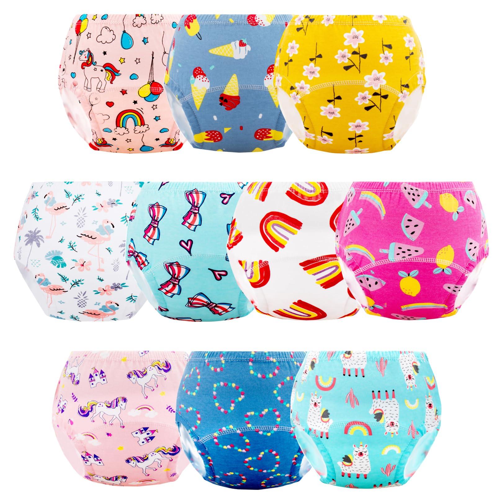 Cogindss Xmrlvn Baby Potty Training Underwear, Cotton Toddler Training Pants for Boys and Girls 3-4 T, 10 Pack, M, Yellow