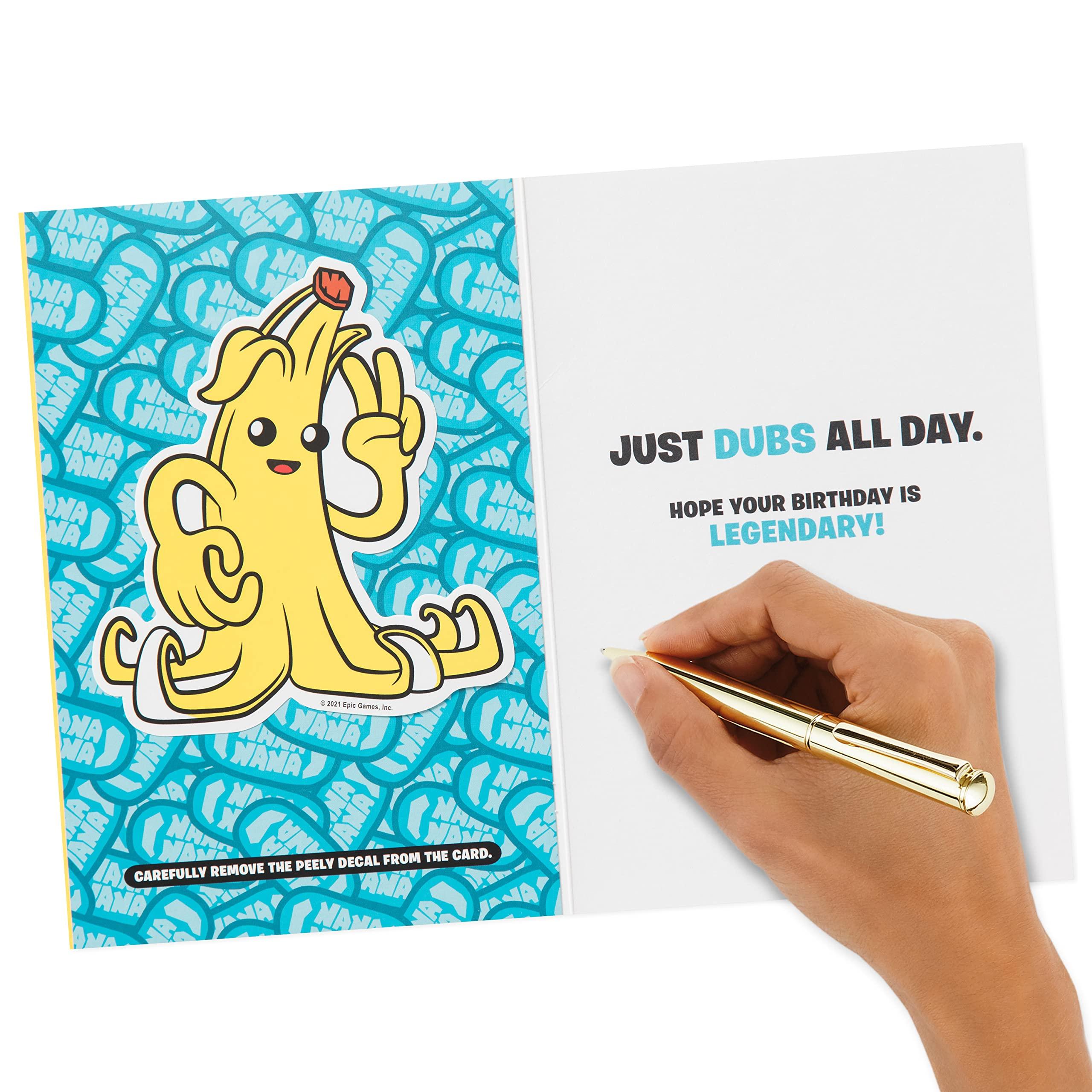 Hallmark Fortnite Birthday Card for Kids with Decal (Peely) - Image 6