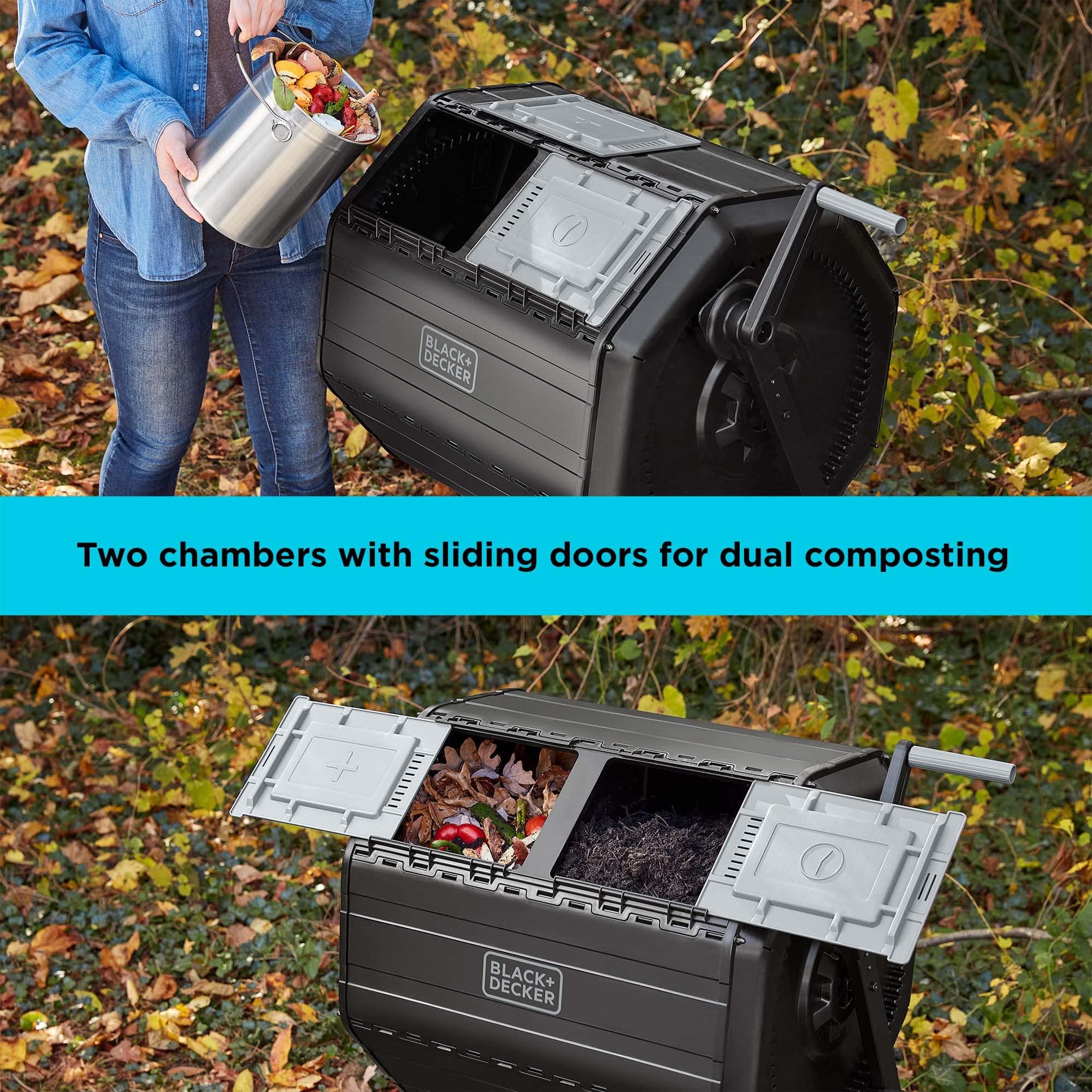 BLACK+DECKER 40-Gallon Dual Chamber Compost Tumbler Outdoor (BDSTGA9701) - Image 5
