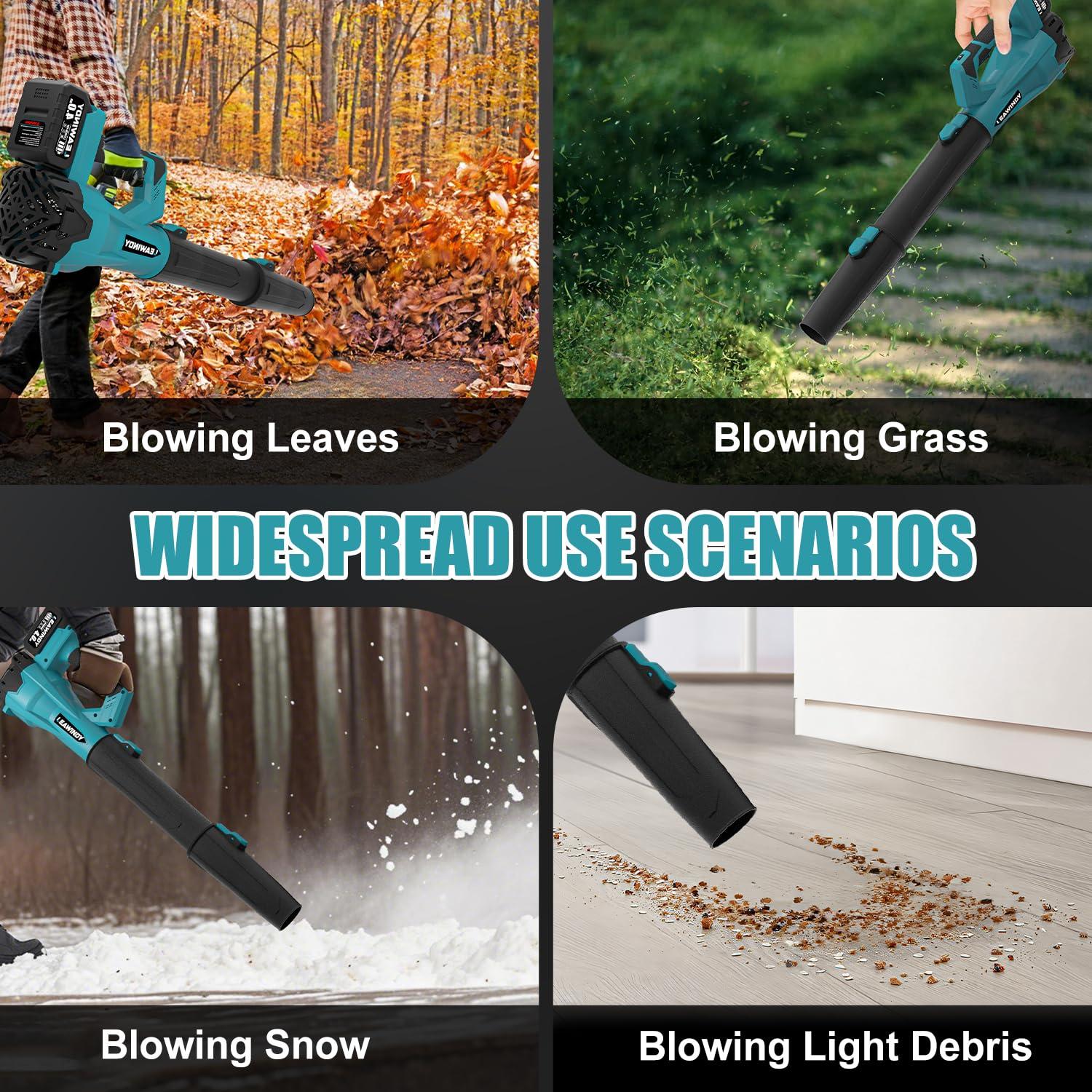 Leaf Blower Cordless, Electric Leaf Blower with 2 * 4.0Ah Batteries and Charger, 450 CFM/160 MPH Leaf Blowers & 6 Speed Levels, 21V Battery Lawn Blower for Patio Cleaning, Lawn Care, Blowing Leaves - Image 7