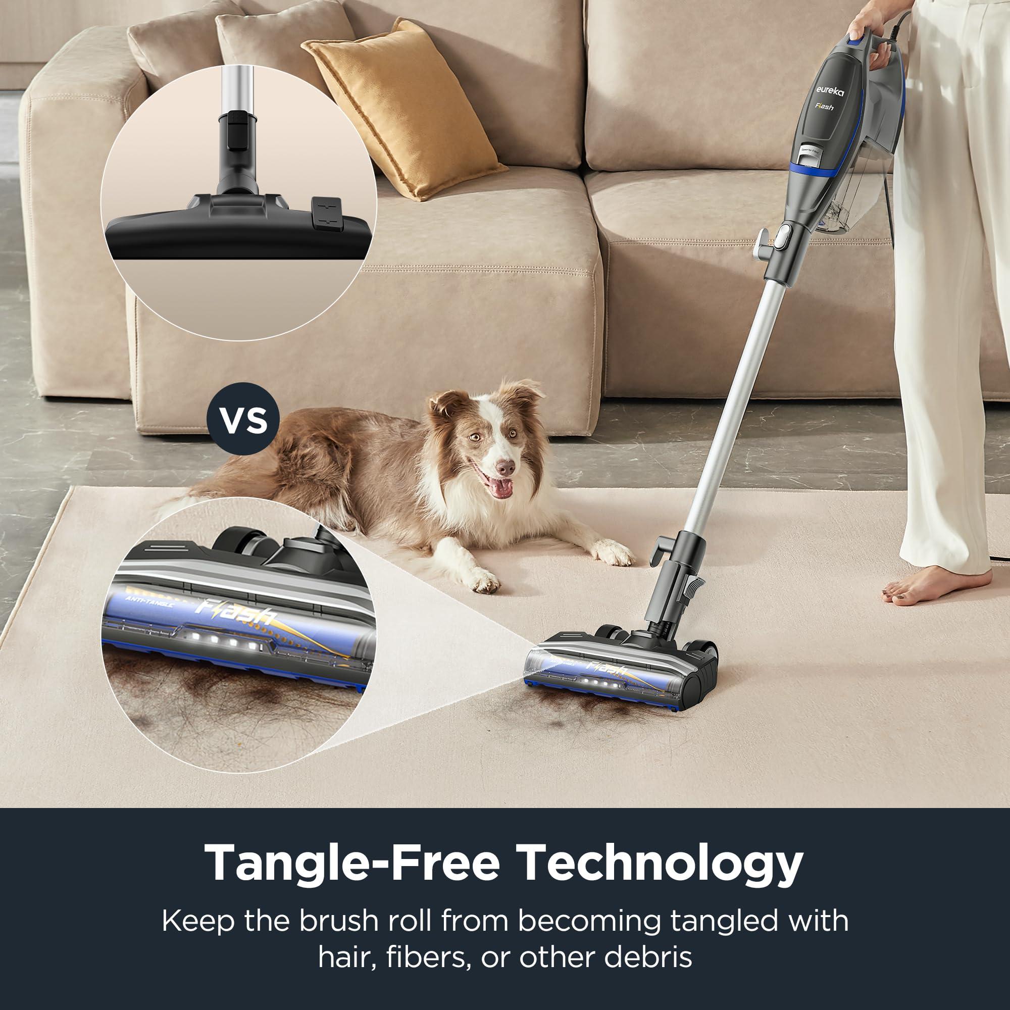 Eureka Corded Stick Vacuum Cleaner for Home Pet Hair, Lightweight Vacuum Cleaner with Powerful Suction for Carpet Tile and Hard Floor, Blue, NES520BL 2-in-1 Flash Handheld Vac - Image 2
