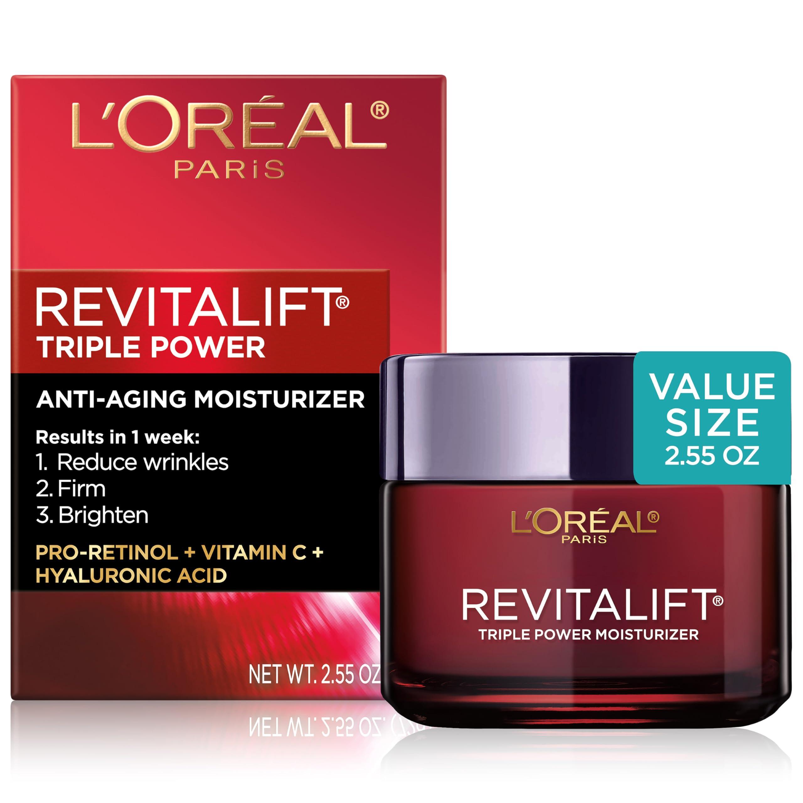 L'Oreal Paris Revitalift Triple Power Anti-Aging Face Moisturizer, Pro Retinol, Hyaluronic Acid & Vitamin C, Reduce Wrinkles 2.55 Oz - Image 1