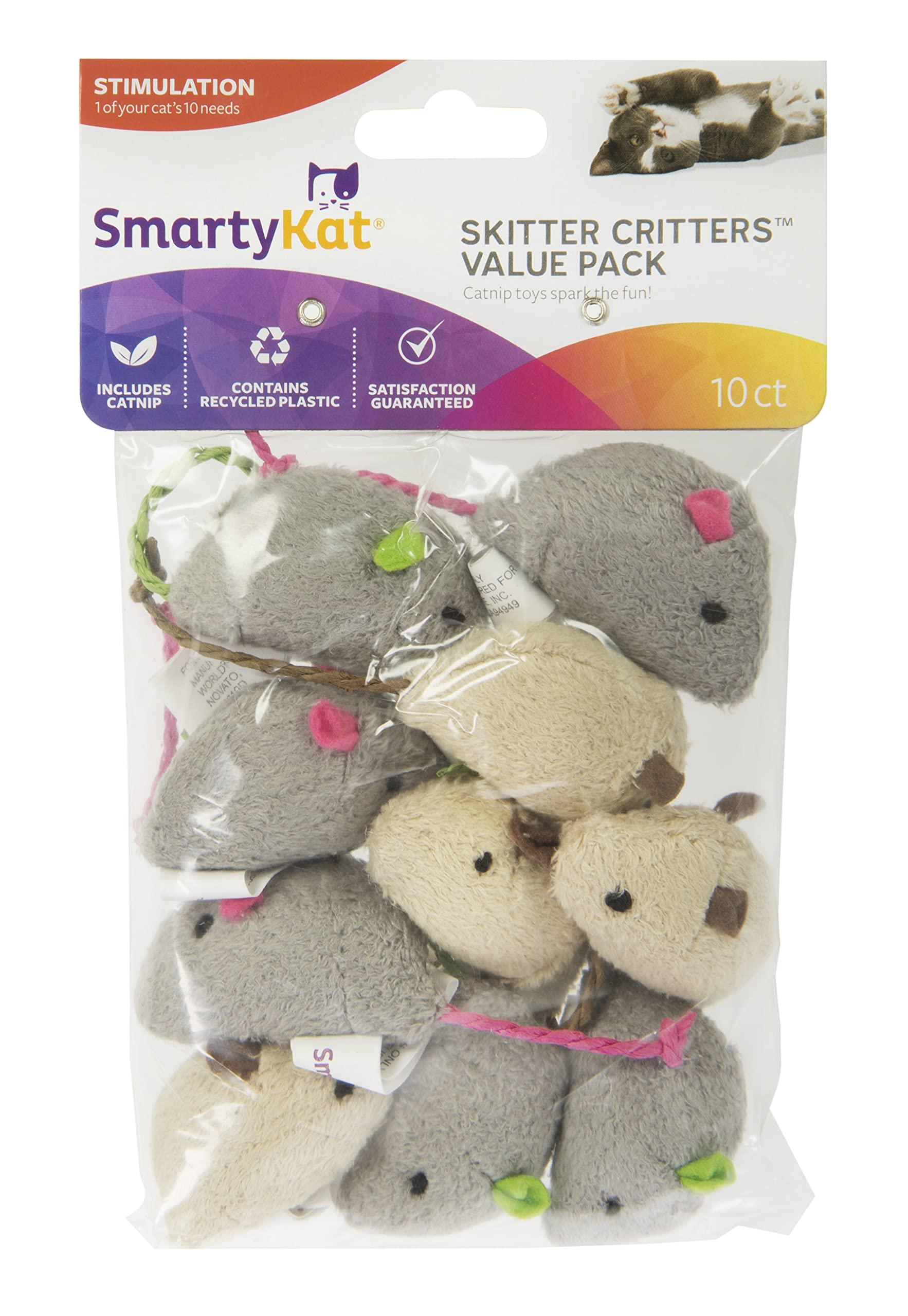SmartyKat Skitter Critters Value Pack Catnip Cat Toys - Gray/Cream, Set of 10 - Image 6