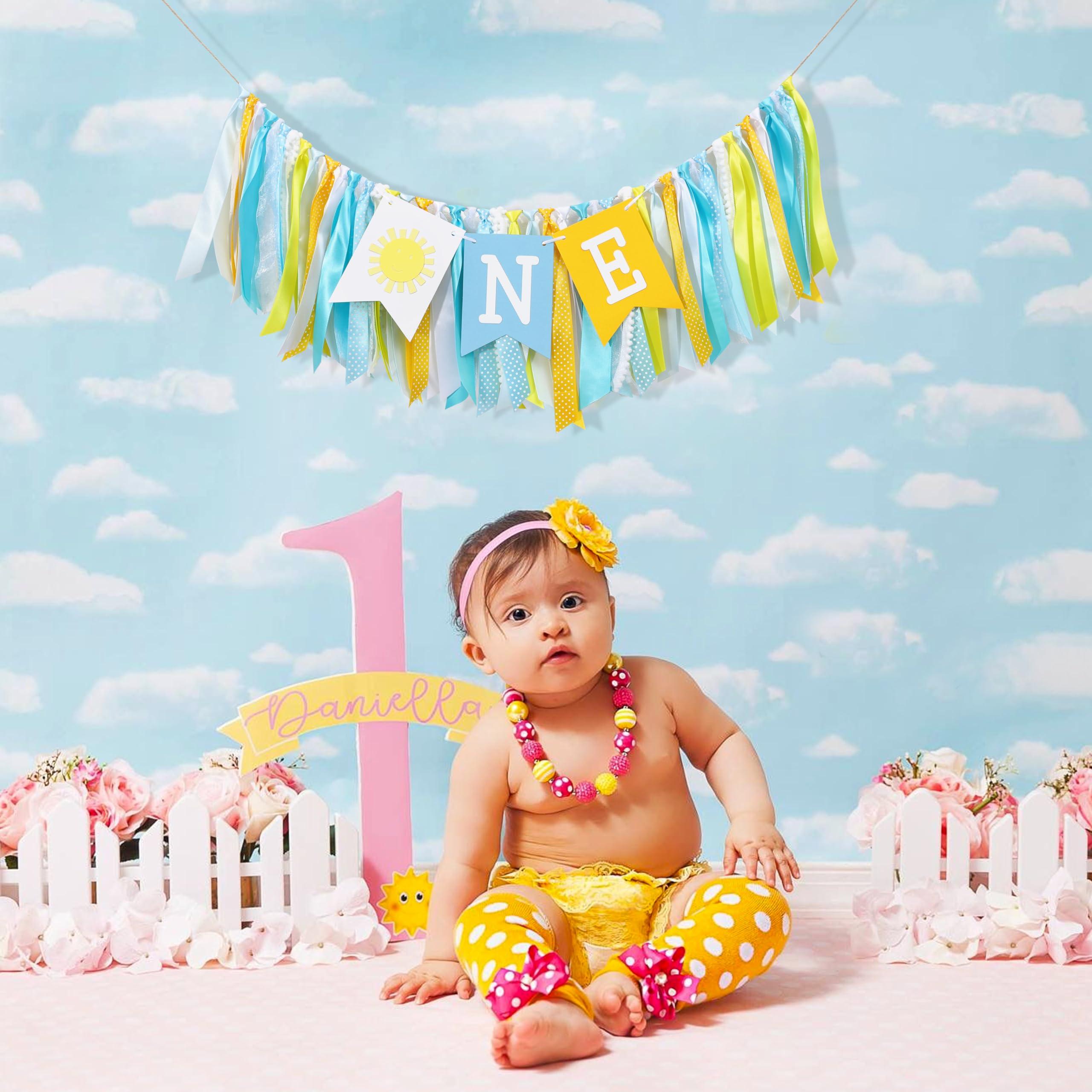 First Trip Around The Sun 1st Birthday HIgh Chair Banner - You Are My Sunshine ONE High chair Banner, Sunshine First Birthday Decoration, Boho Sum Party Supplies, Photo Props Cake Smash for Baby Boy - Image 2