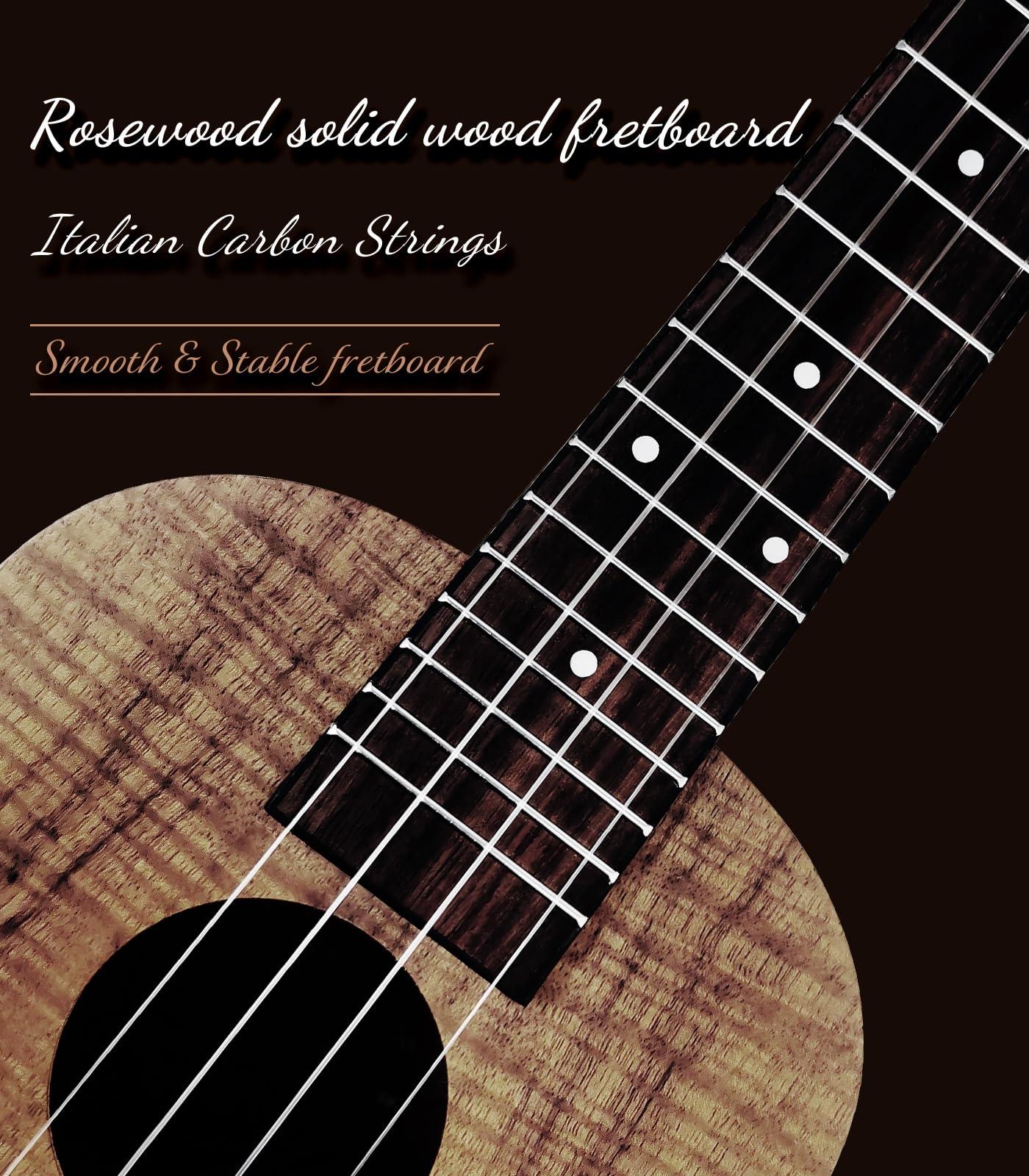 Ulumac Tenor Ukulele, KOA Acacia Wood 26 inch Adults Kids Professional Ukelele for Beginners, Hawaiian Ukele Kit with Carbon String, Tuner, Gig Bag, Strap, P004 - Image 5