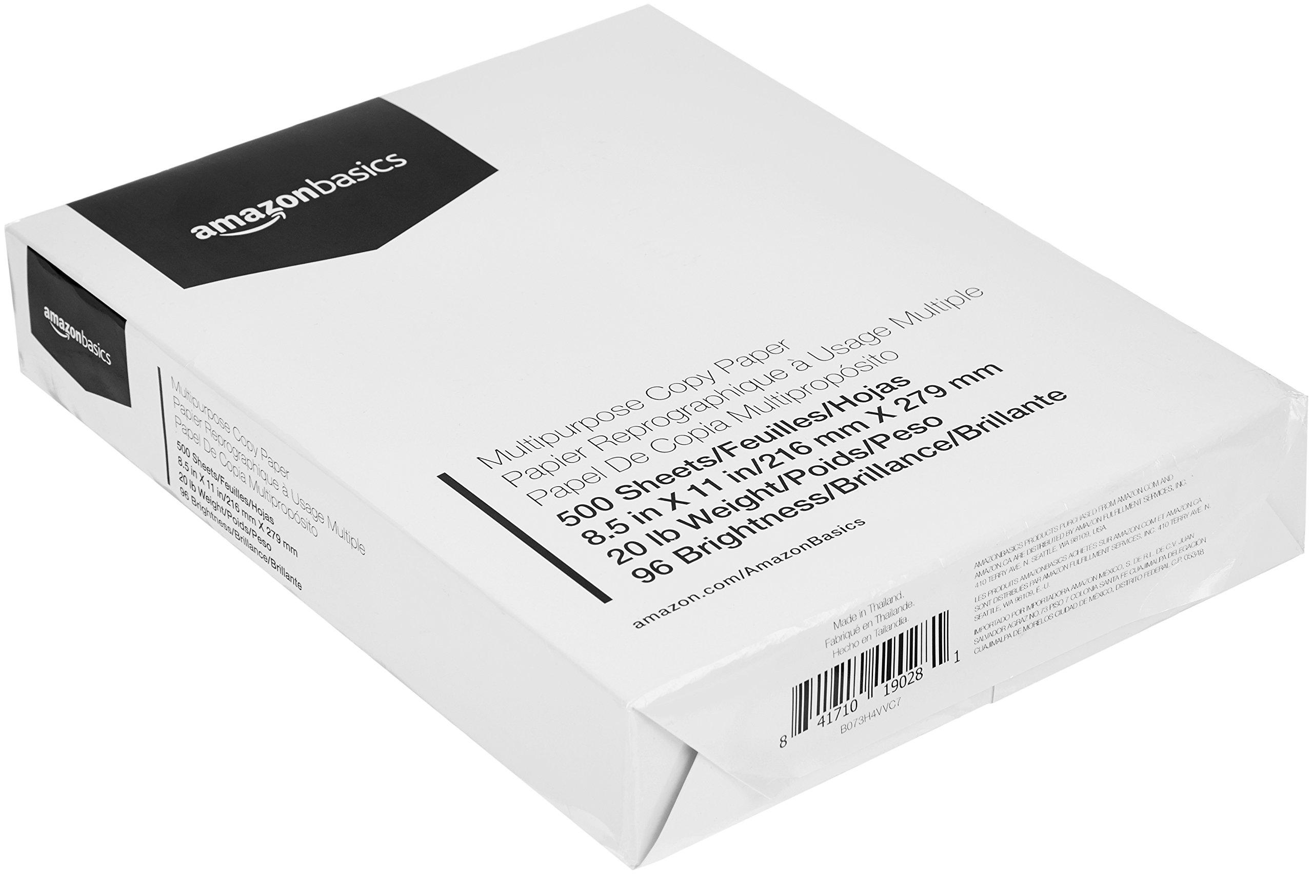 Amazon Basics Multipurpose Copy Printer Paper, 20 Pound, White, 96 Brightness, 8.5 x 11 Inch, 1 Ream , 500 Sheets Total - Image 3
