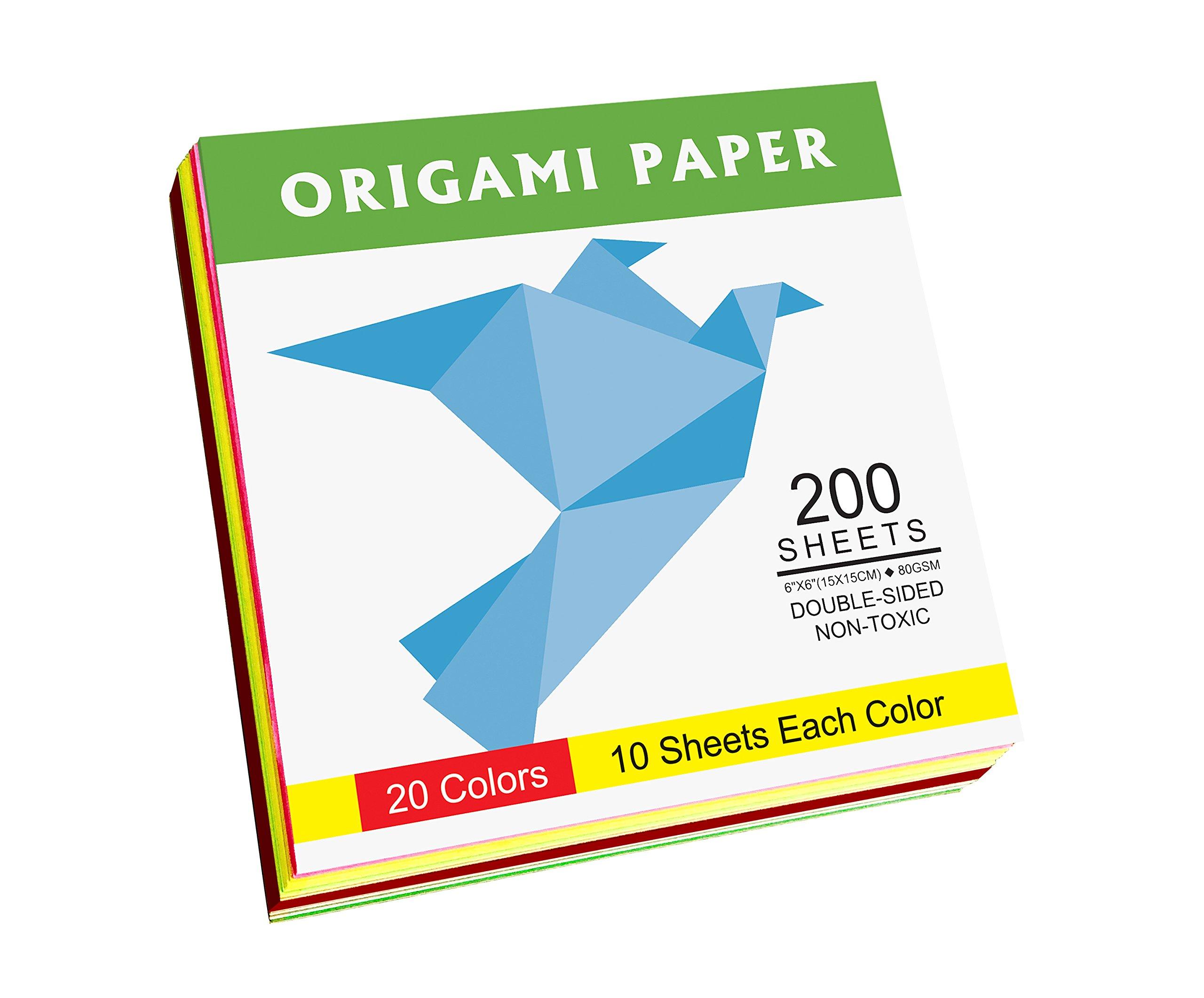 Origami Paper Double Sided Color - 200 Sheets - 20 Colors - 6 Inch Square Easy Fold Paper for Beginner - Image 4