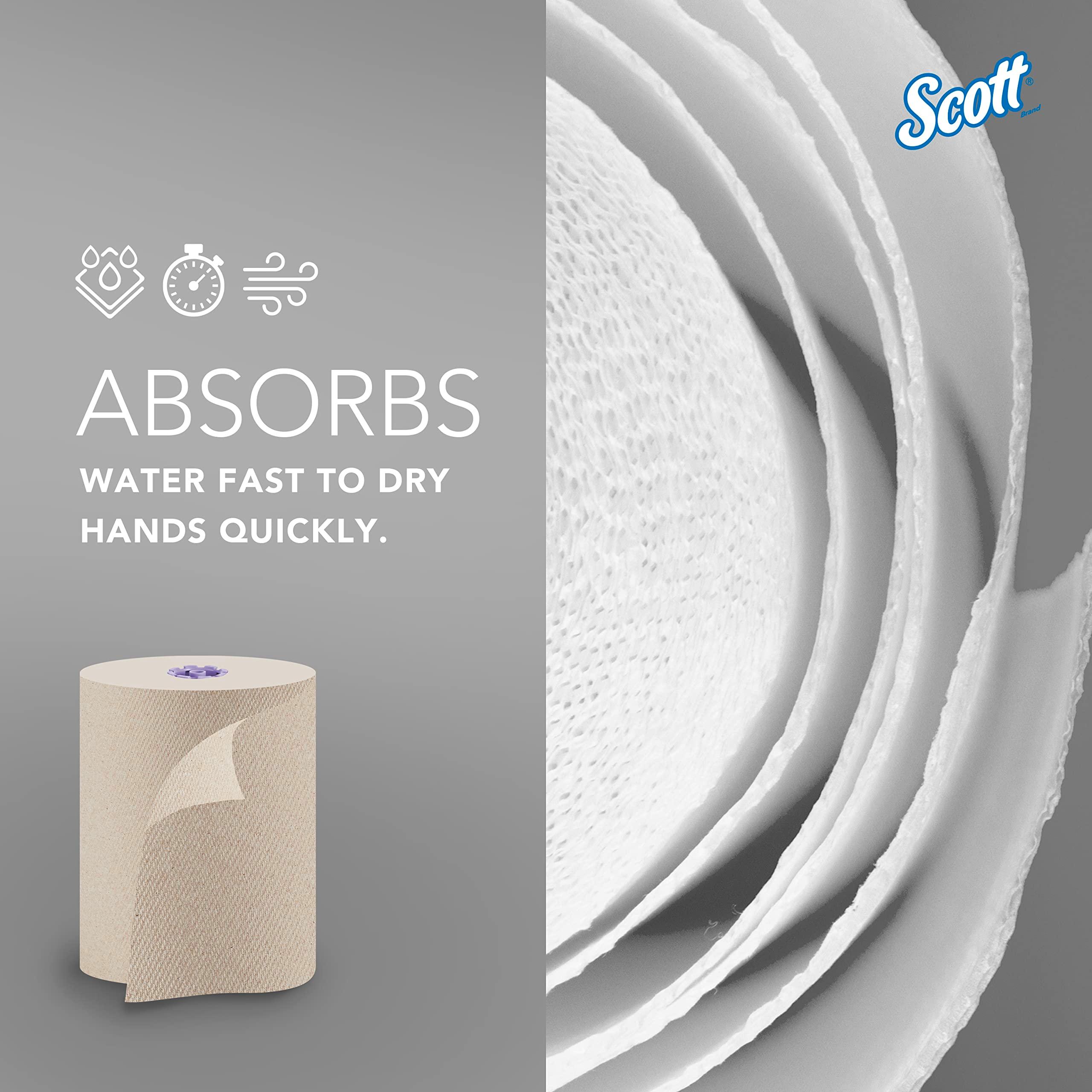 Scott Professional Essential 100% Recycled Hard Roll Paper Towels, Bulk (54038), Absorbency Pockets, Brown, for ScottBrand Purple Core Dispensers (6 Rolls at 700' Each, 4,200'/Case) - Image 8