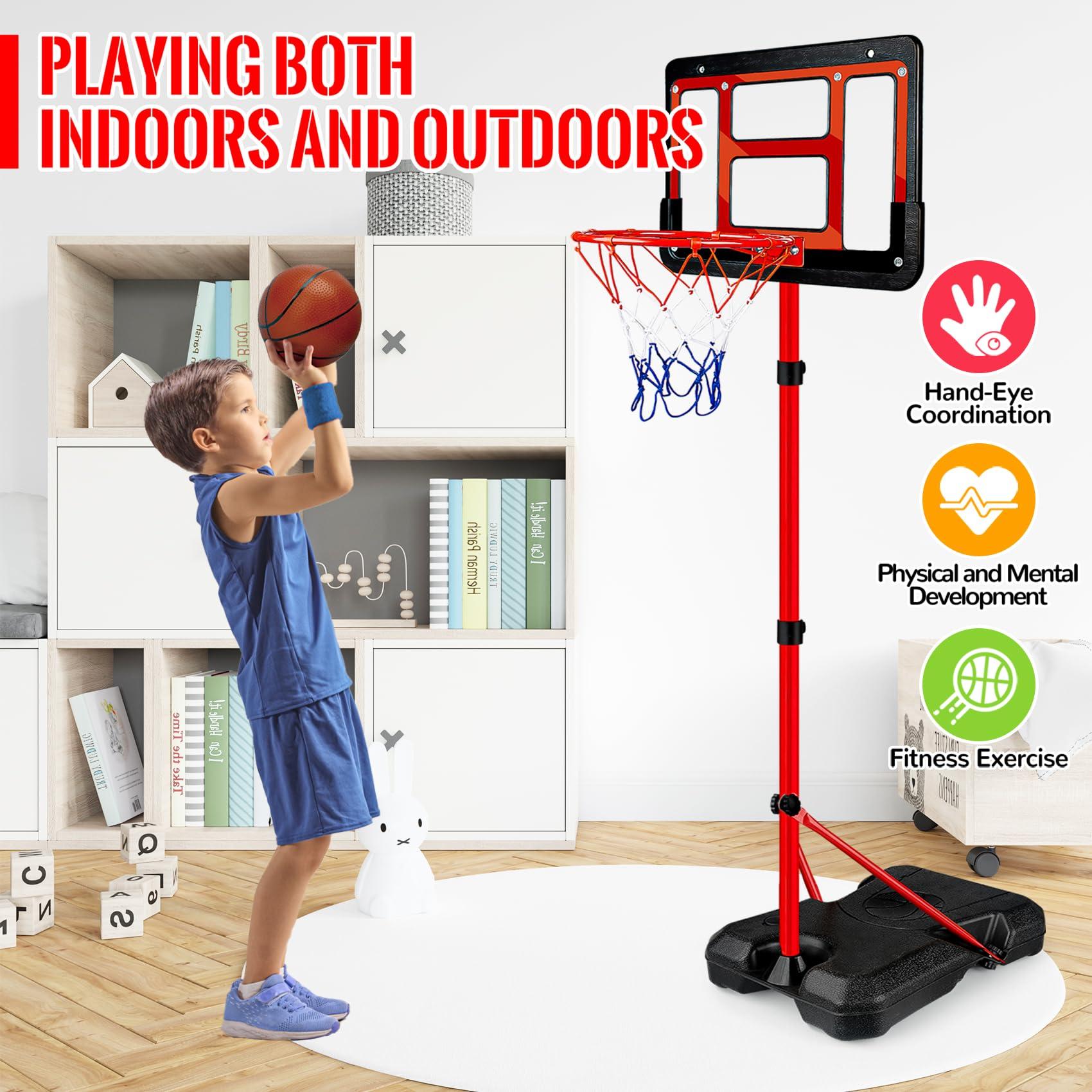 Kids Basketball Hoop with Stand, Adjustable Basketball Set, Toddler Basketball Toys for Boys Age 3 4 5 6 7 8, Indoor Outdoor Backyard Sport Game Gifts - Image 4
