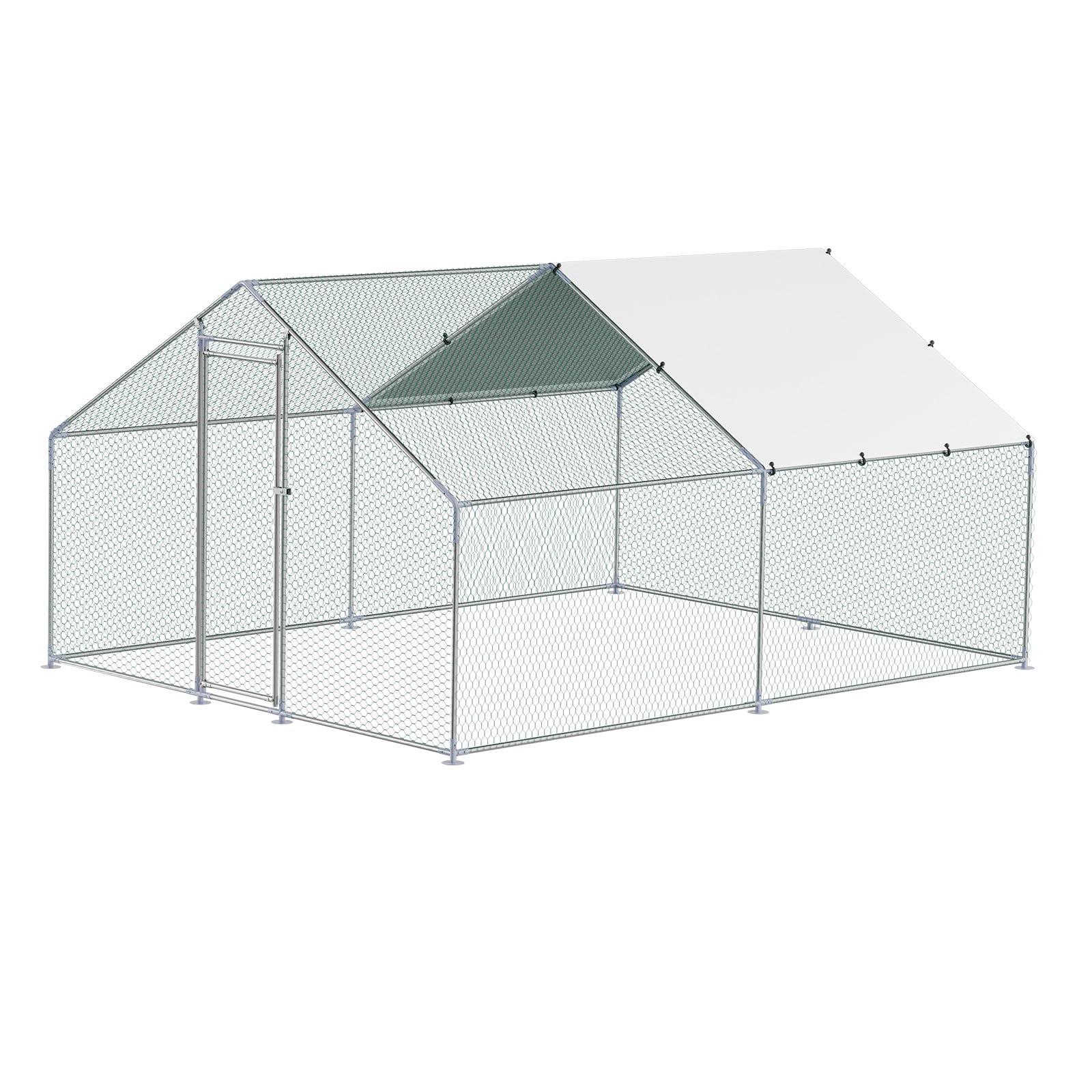VEVOR Large Metal Chicken Coop, 9.8x13.1x6.5 ft Large Walk in Chicken Runs for Yard with Cover, Hen House Enclosure with Security Lock, Outdoor Duck Rabbit Cage Poultry Pen for Backyard, Farm, Yard - Image 12