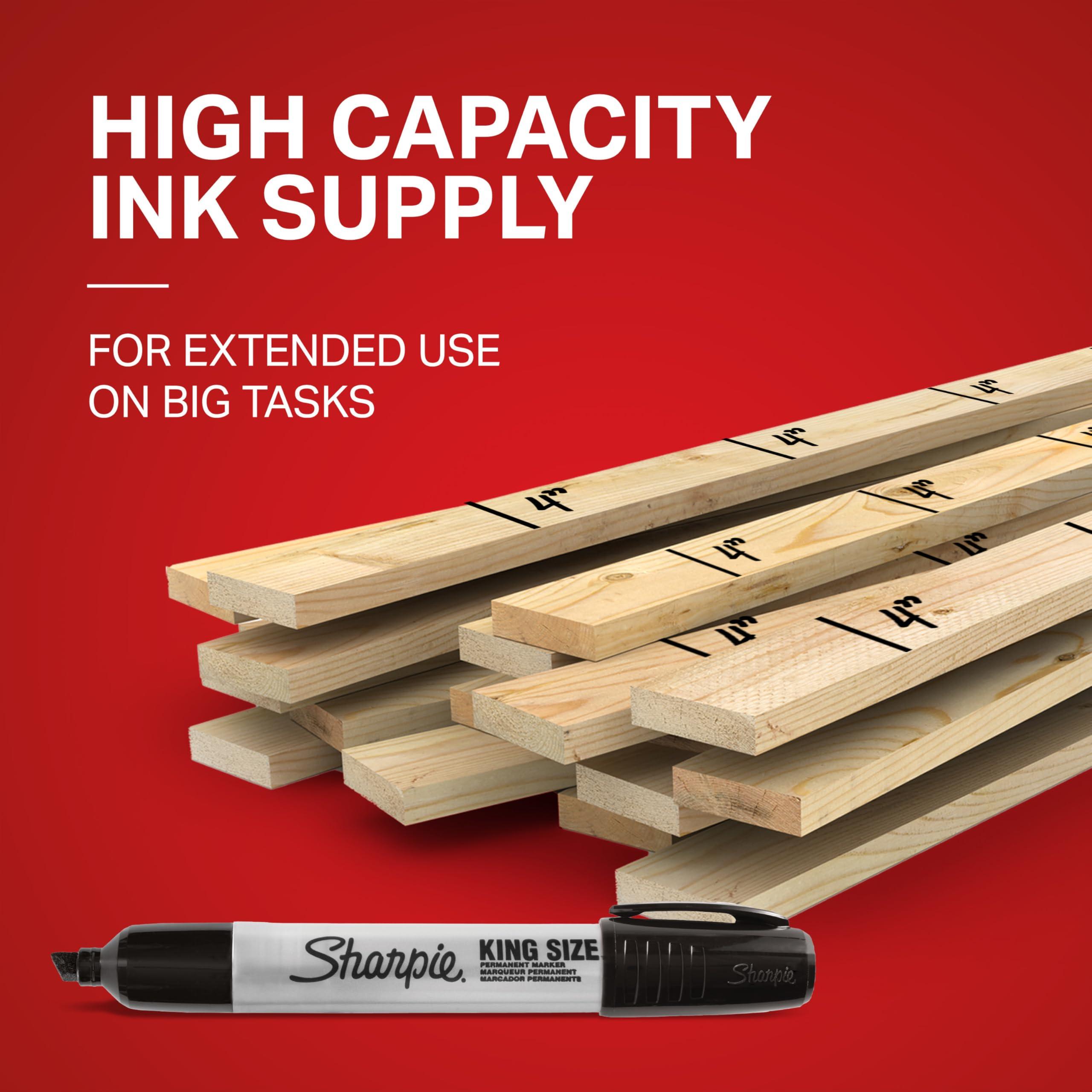 Sharpie King Size Permanent Marker Set, Chisel Tip, Thick Poster Markers, Heavy Duty For Work & Industrial Use, Black, 12 Count - High Capacity Ink Supply, For Paper, Metal, Plastic, And More - Image 6