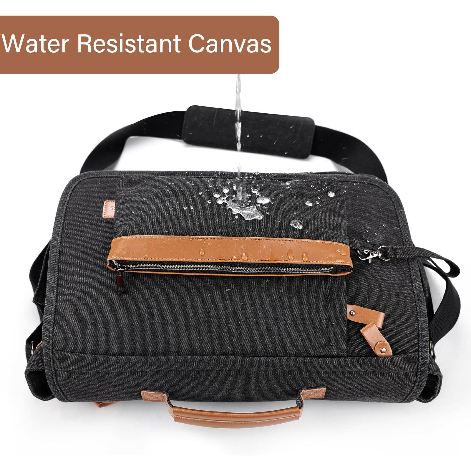 ESTARER Mens Messenger Bag 17-17.3 Inch Laptop Bag Water-resistant Canvas, College/Work/Travel Computer Shoulder Bag with Pencil Case Pouch, Dark Grey - Image 5
