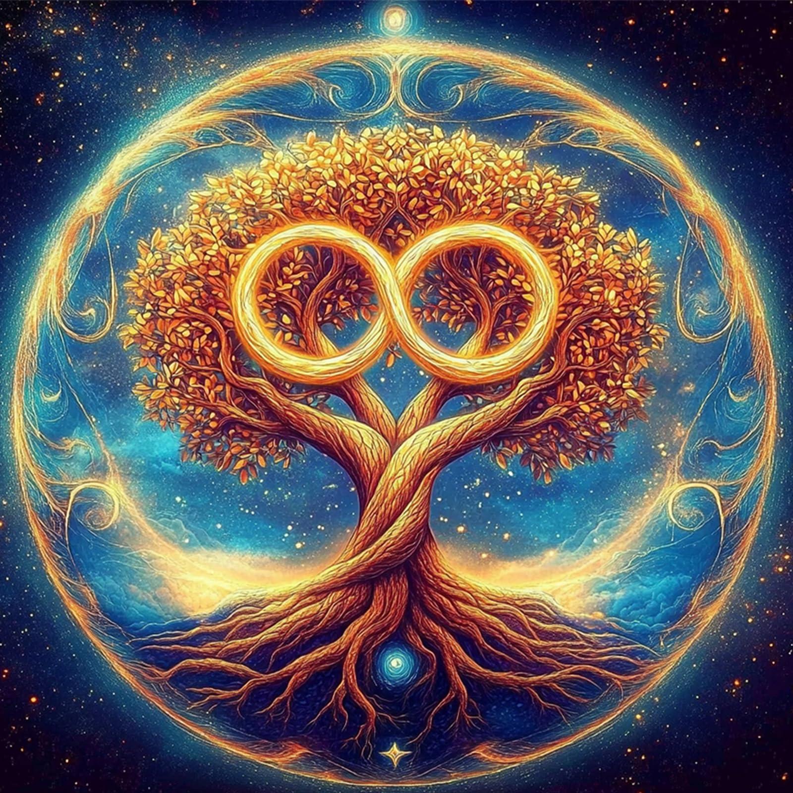 Lxmsja Eternity Tree Diamond Art Kits for Adults, Tree of Life DIY Full Drill Diamond Painting Kits for Beginners, 5D Gem Art Crafts for Adults, Home Wall Decor 12x12 inch