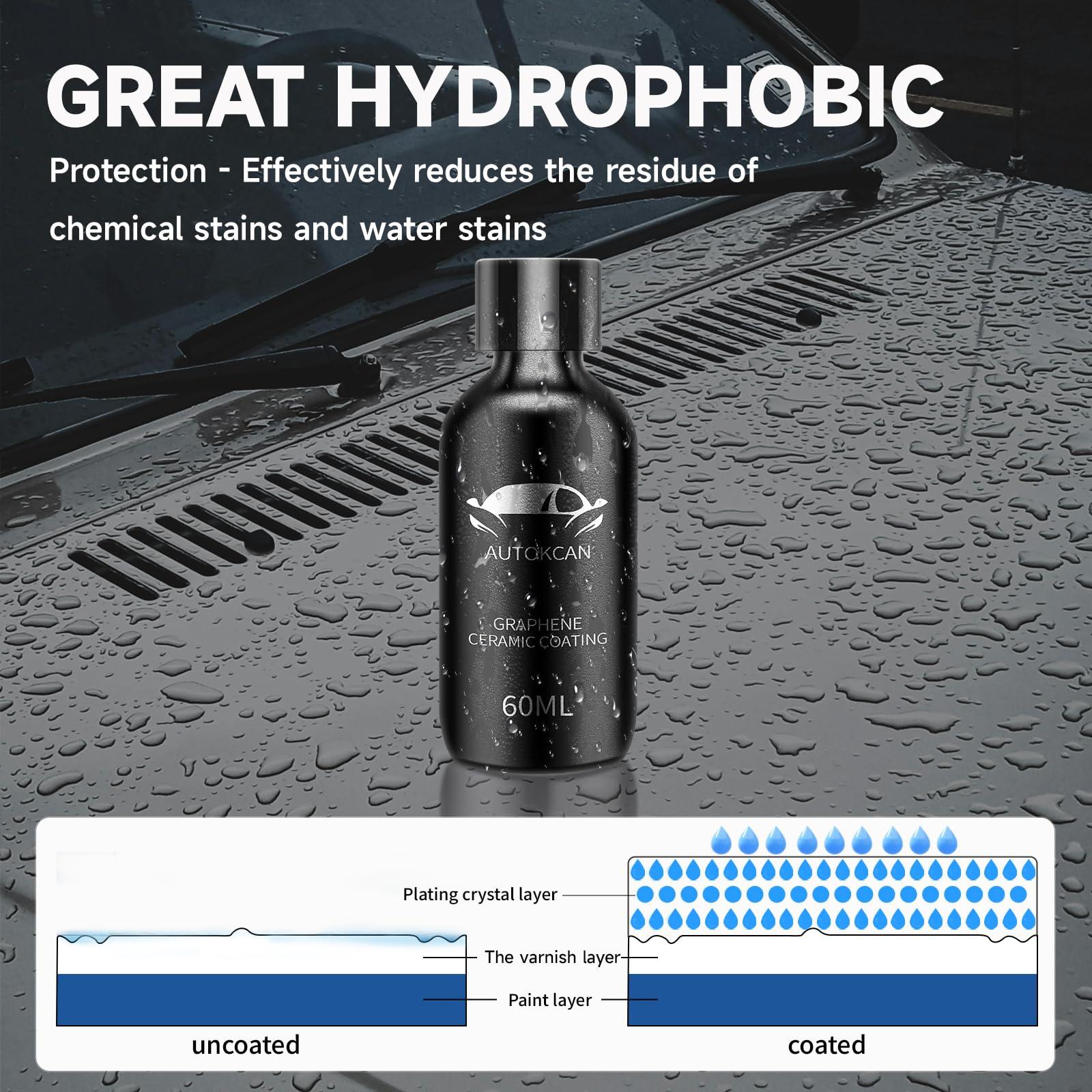 Autokcan Graphene Ceramic Coating(60ML), 10H Ceramic Coating for Cars, High Gloss Anti-Scratch Nano Coat Kit Hydrophbic Mirror Paint Protection 7 Years Prorection - Image 3