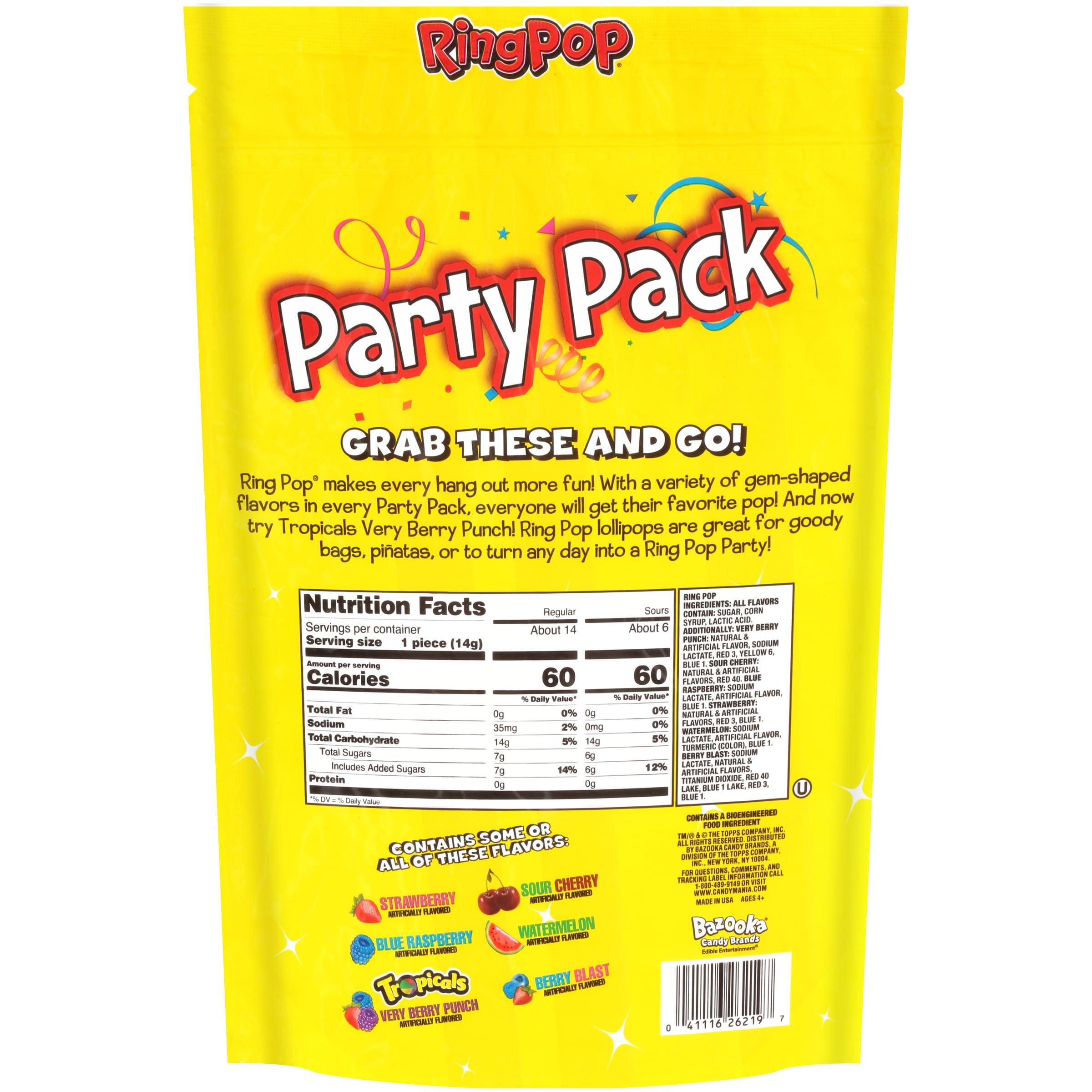 Ring Pop Lollipops - Bulk Candy Individually Wrapped Suckers Variety Party Pack- 20 Count w/ Assorted Flavors - Hard Candy for Party Favors, Kids & Goodie Bags - Image 2