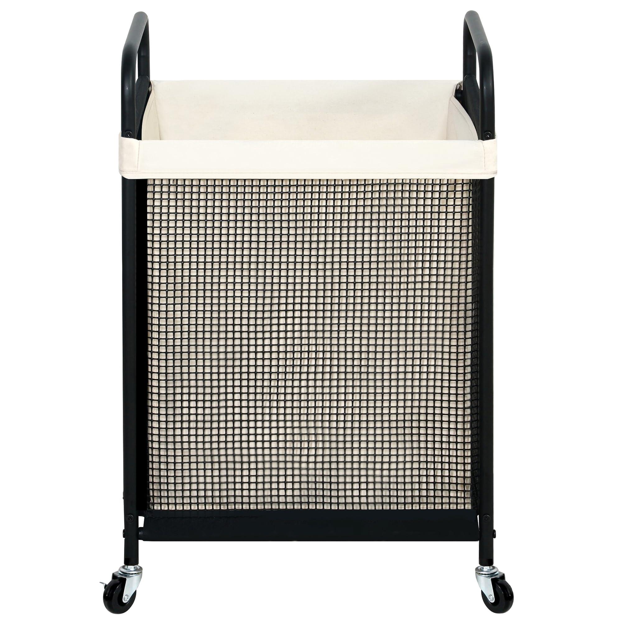 STO STO Laundry Hamper, 90L Rolling Laundry Sorter Cart with Removable and Washable Liner Bag, Rolling Clothes Hamper with Metal Handle for Laundry Room and Bedroom