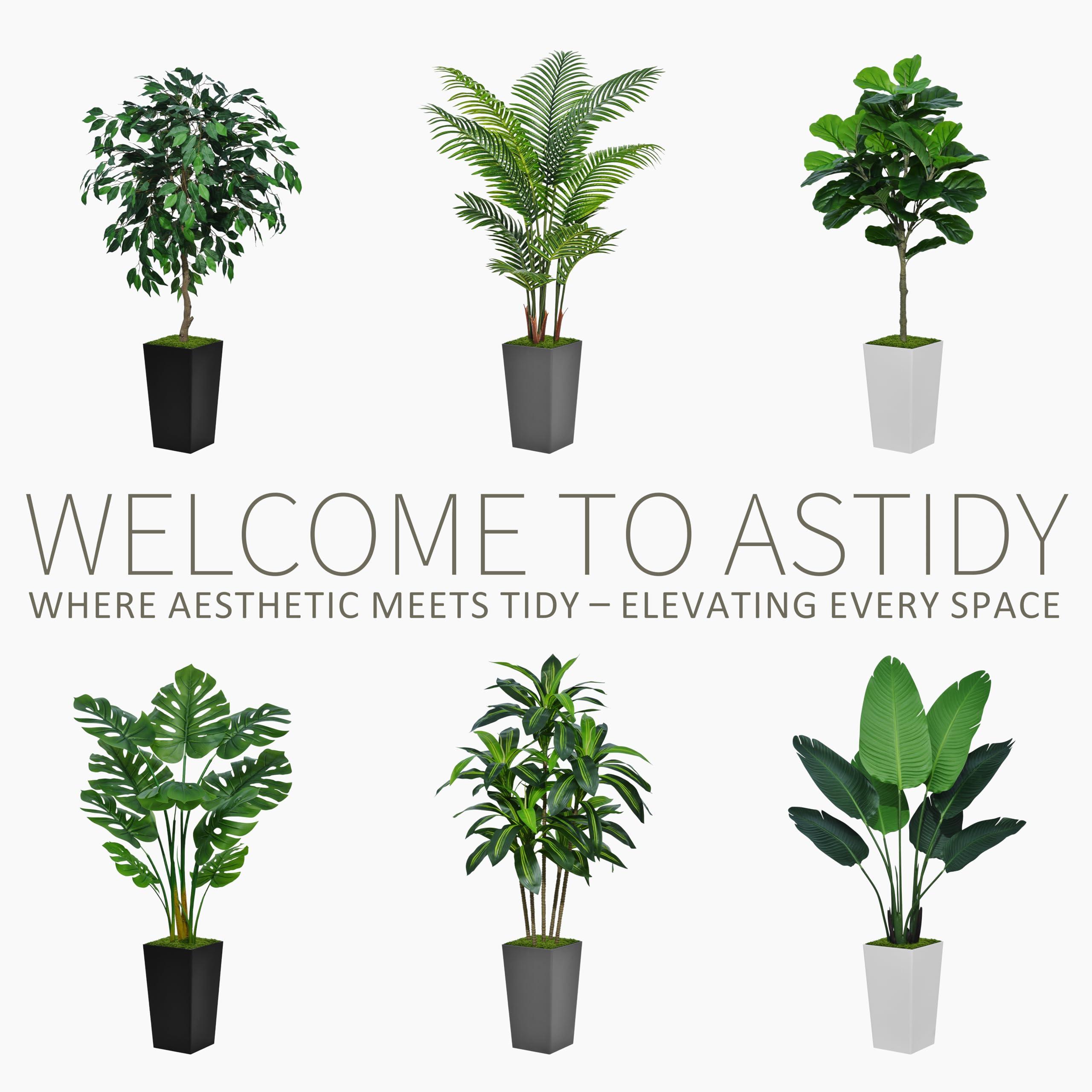 ASTIDY Artificial Palm Tree 5FT - Fake Tree with White Tall Planter - Faux Tropical Areca Floor Plant in Pot - Artificial Silk Plant for Home Office Living Room Decor Indoor - Image 5