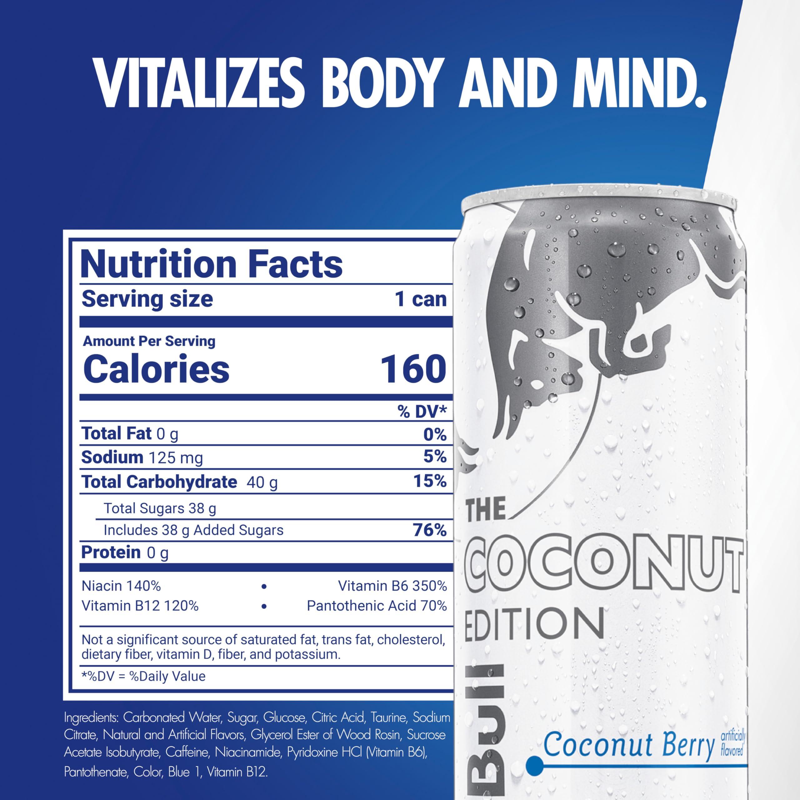 Red Bull Coconut Edition Energy Drink, Coconut Berry, with 114mg Caffeine plus Taurine & B Vitamins, 12 Fl Oz, Pack of 24 Cans - Image 2