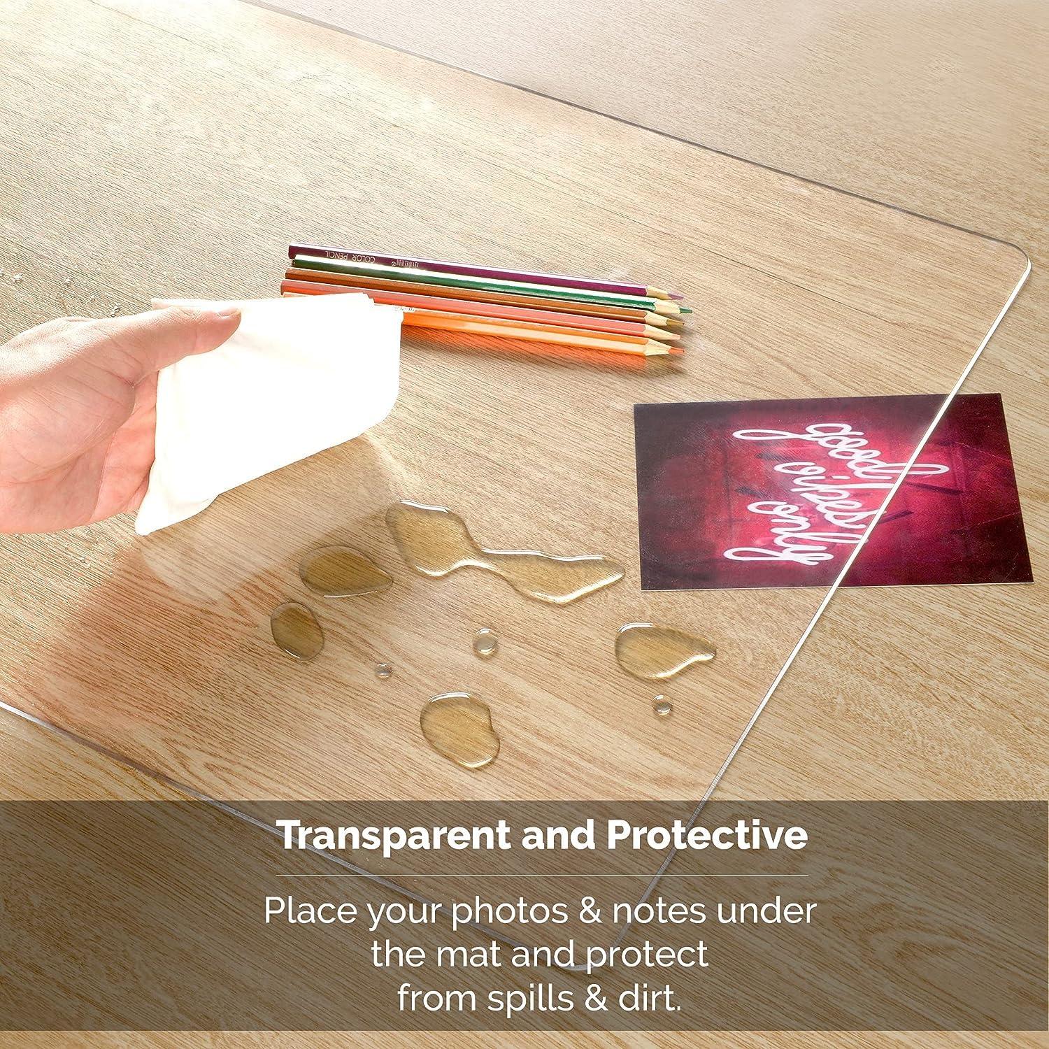 Awnour Clear Desk Mat on top of desks - 32 x 16 inches - Clear Transparent Plastic Desk Protector - Desk Writing Mat for Office and Home - Image 3