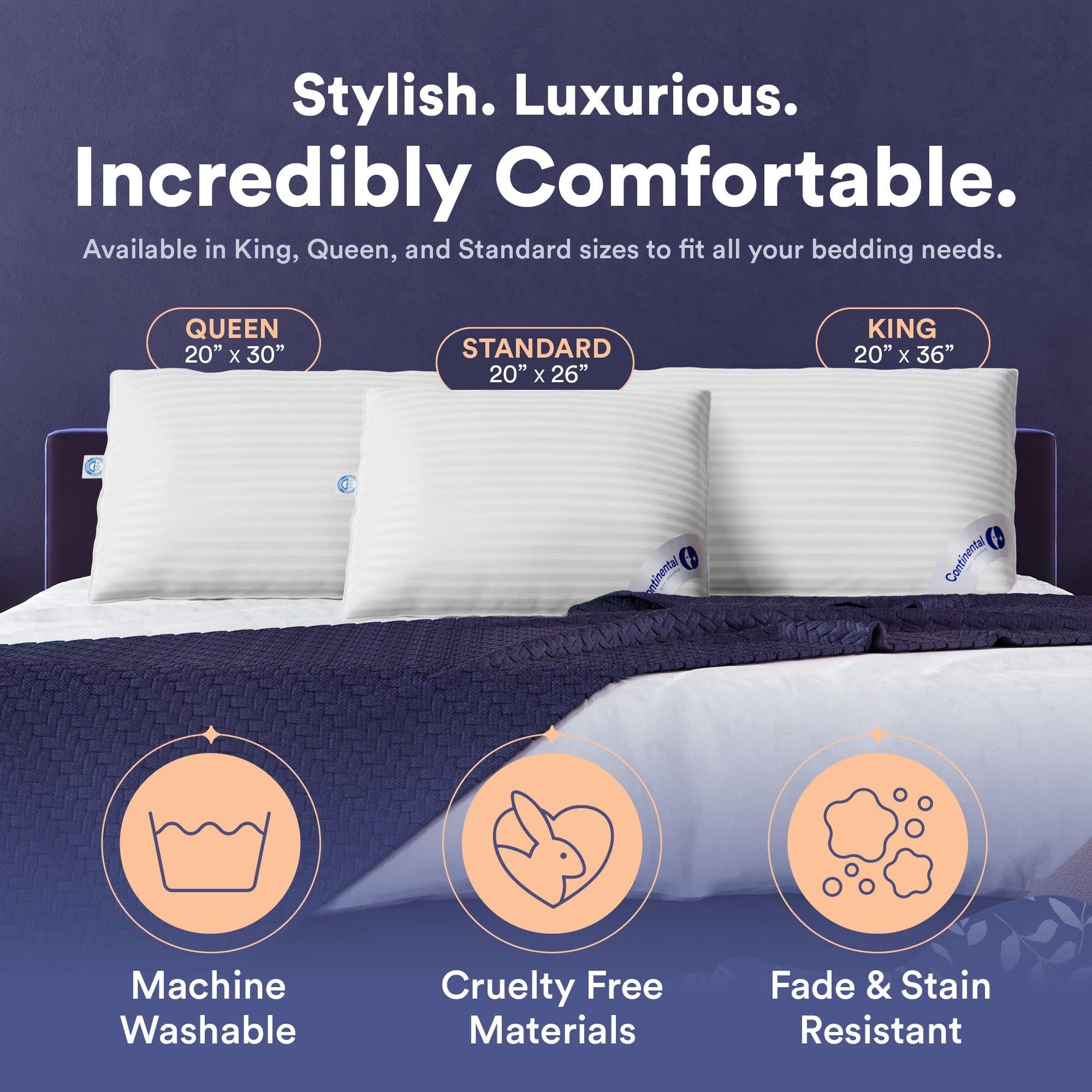 Continental Bedding Luxury Down Pillows King Size Set of 2 - Cool Breathable Bed Pillows for Sleeping, Back, Side, Stomach Sleepers – 700 FP, Firm - Image 2