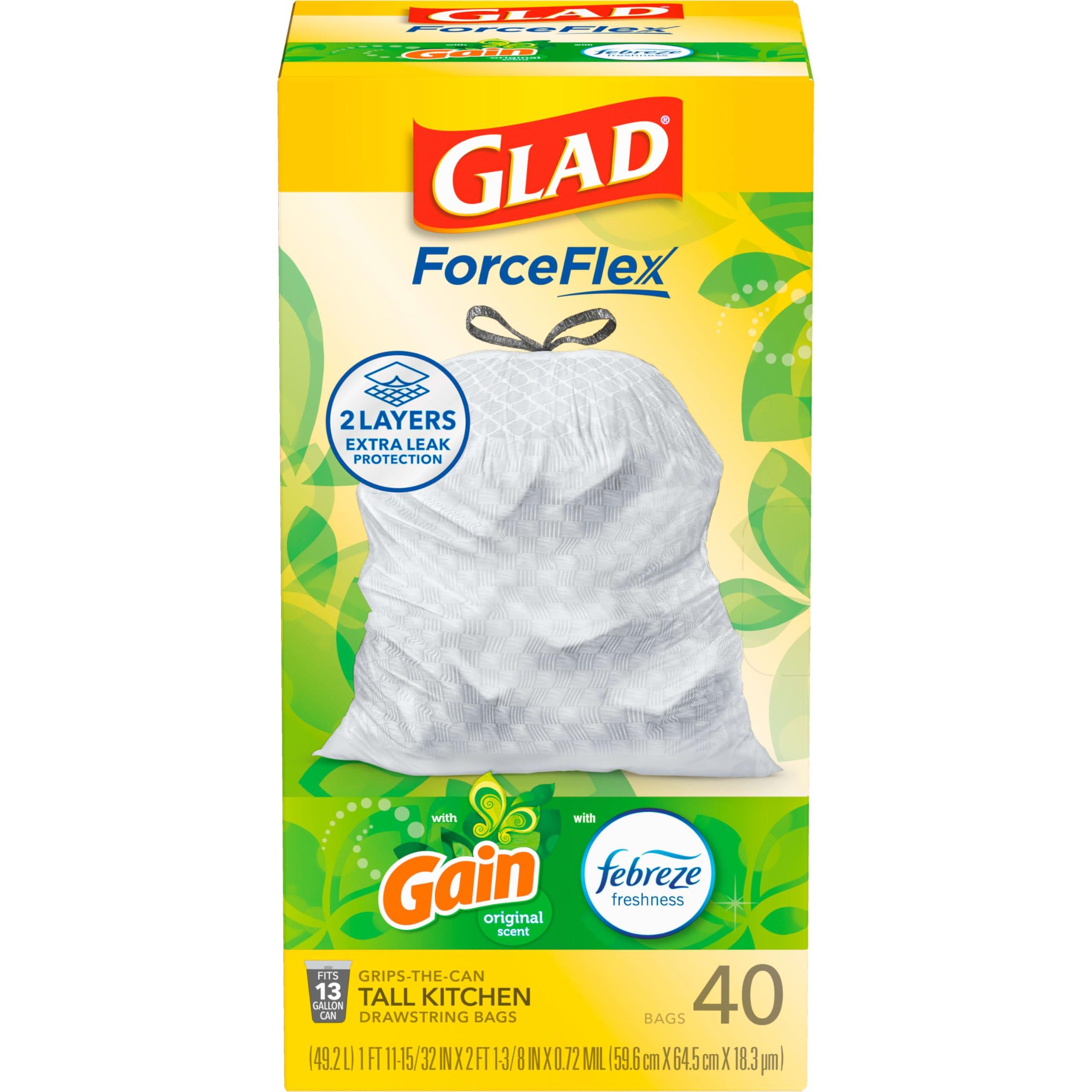 Glad ForceFlex Tall Kitchen Trash Bags, 13 Gal, Gain Original with Febreze, 40 Ct (Pack May Vary) - Image 9