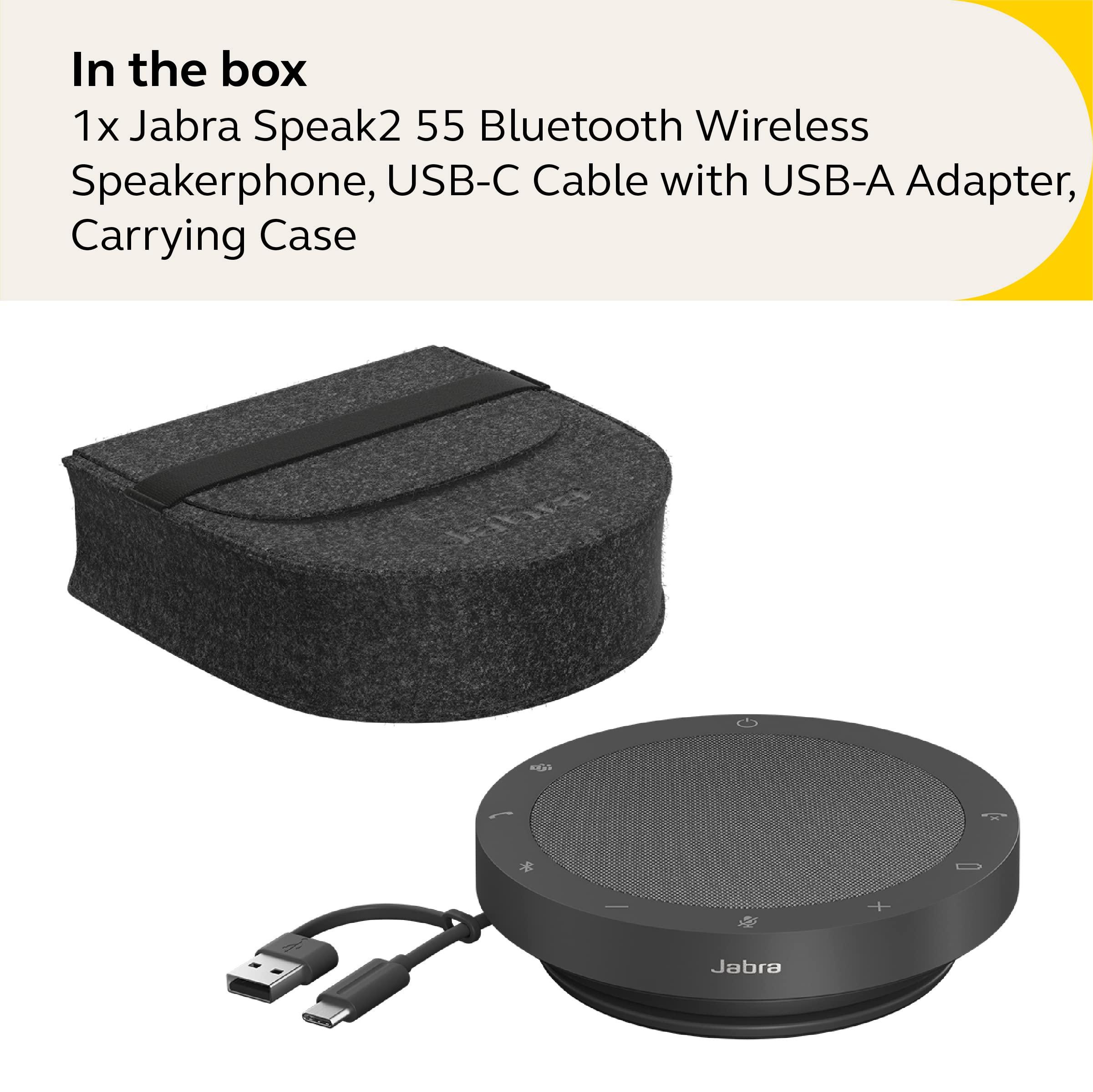 Jabra Speak2 55 Wireless Bluetooth Speakerphone - Portable Speaker with 4 Noise-Cancelling Mics, 50mm Full-Range Speakers & Wideband Audio - Certified Microsoft Teams Speaker - Dark Grey - Image 6