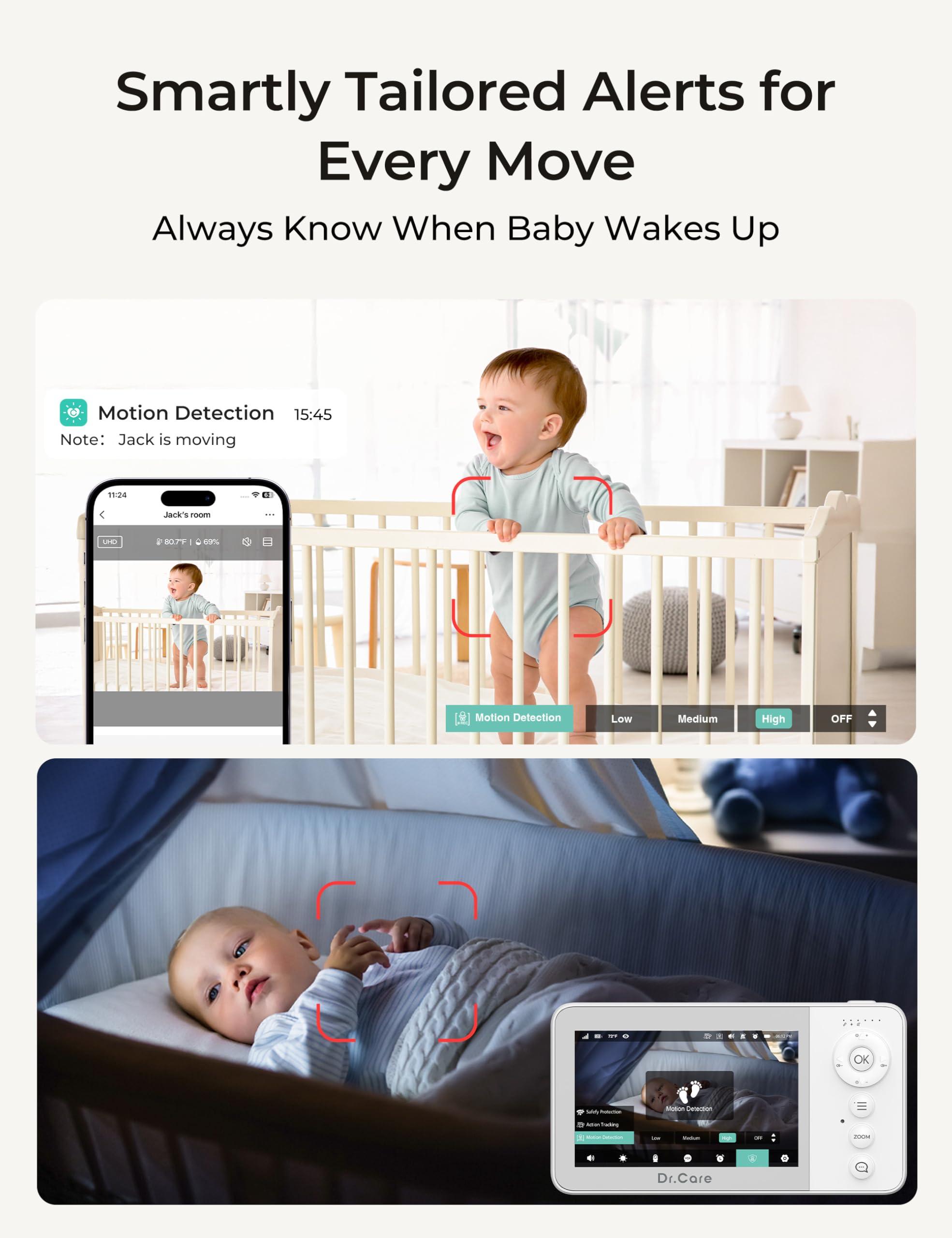 Dr.Care VistaView Lite RB Smart WiFi Baby Monitor - 4” 720P Split Screen & 1080P Camera App Control, Motion Alerts, 2500mAh Removable Battery, HD Night Vision, 2-Way Talk, Multi-User, Triple Security - Image 3