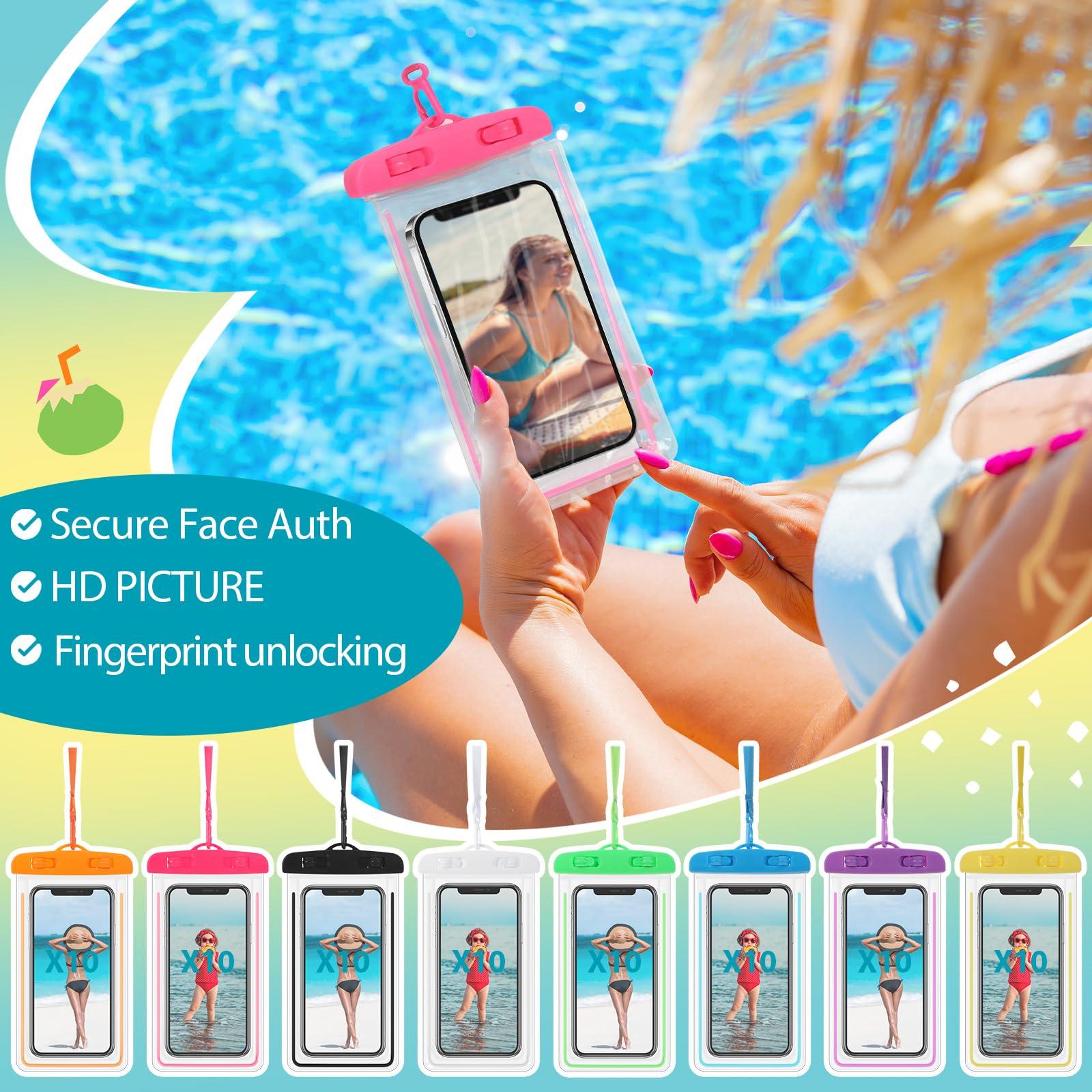 Abbylike 80 Pcs Universal Waterproof Phone Pouch Multicolor Waterproof Phone Case Dry Bag with Lanyard Glow in The Dark Outdoor Swimming Snorkeling Bag Beach Travel Must Haves for Smartphone up to 7'' - Image 4