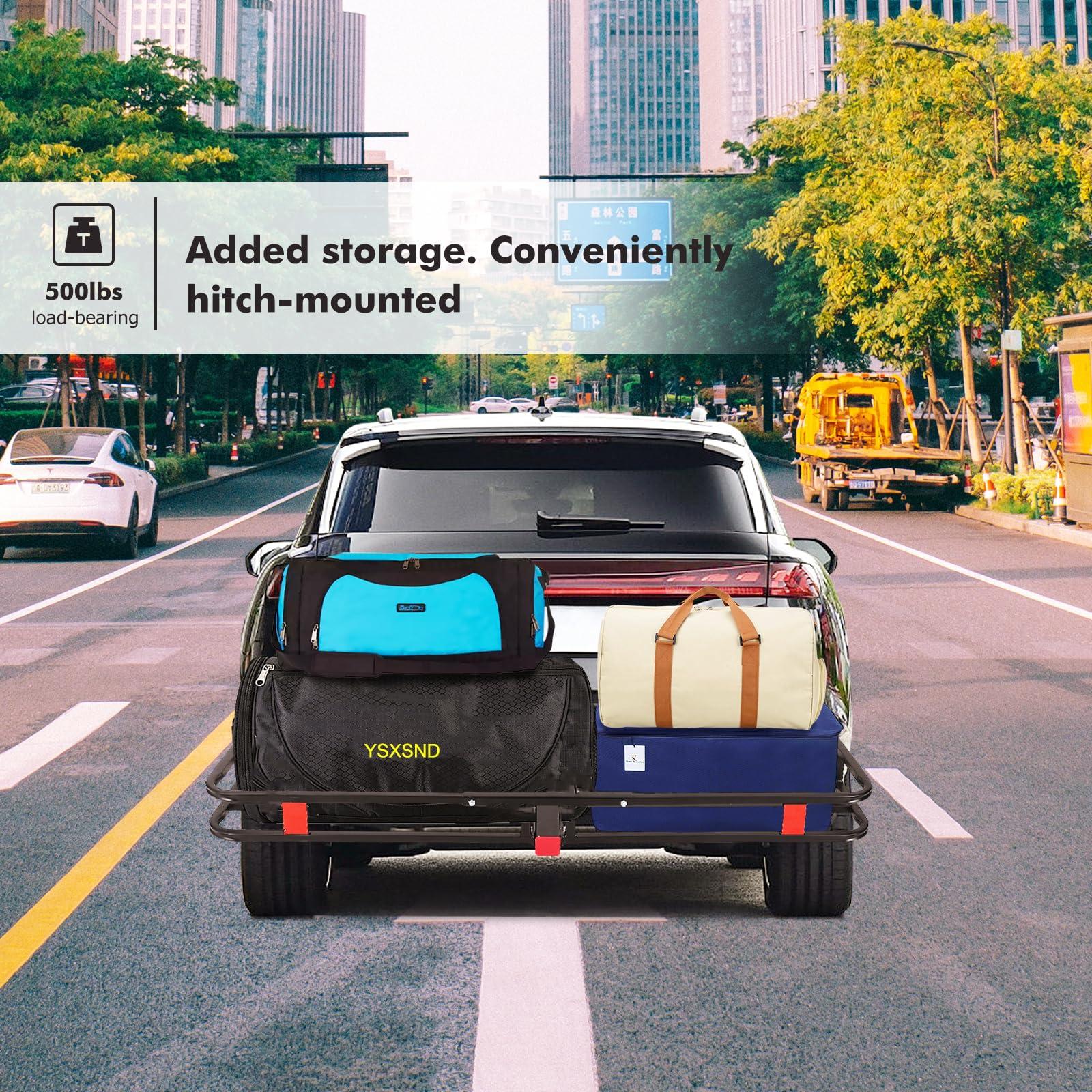 500 Lbs Capacity Hitch Mount Cargo Carrier Basket - Heavy-Duty Cargo Baskets, 53" x 19" x 6" Cargo Rack Rear Luggage Basket for Car and SUV - Image 5