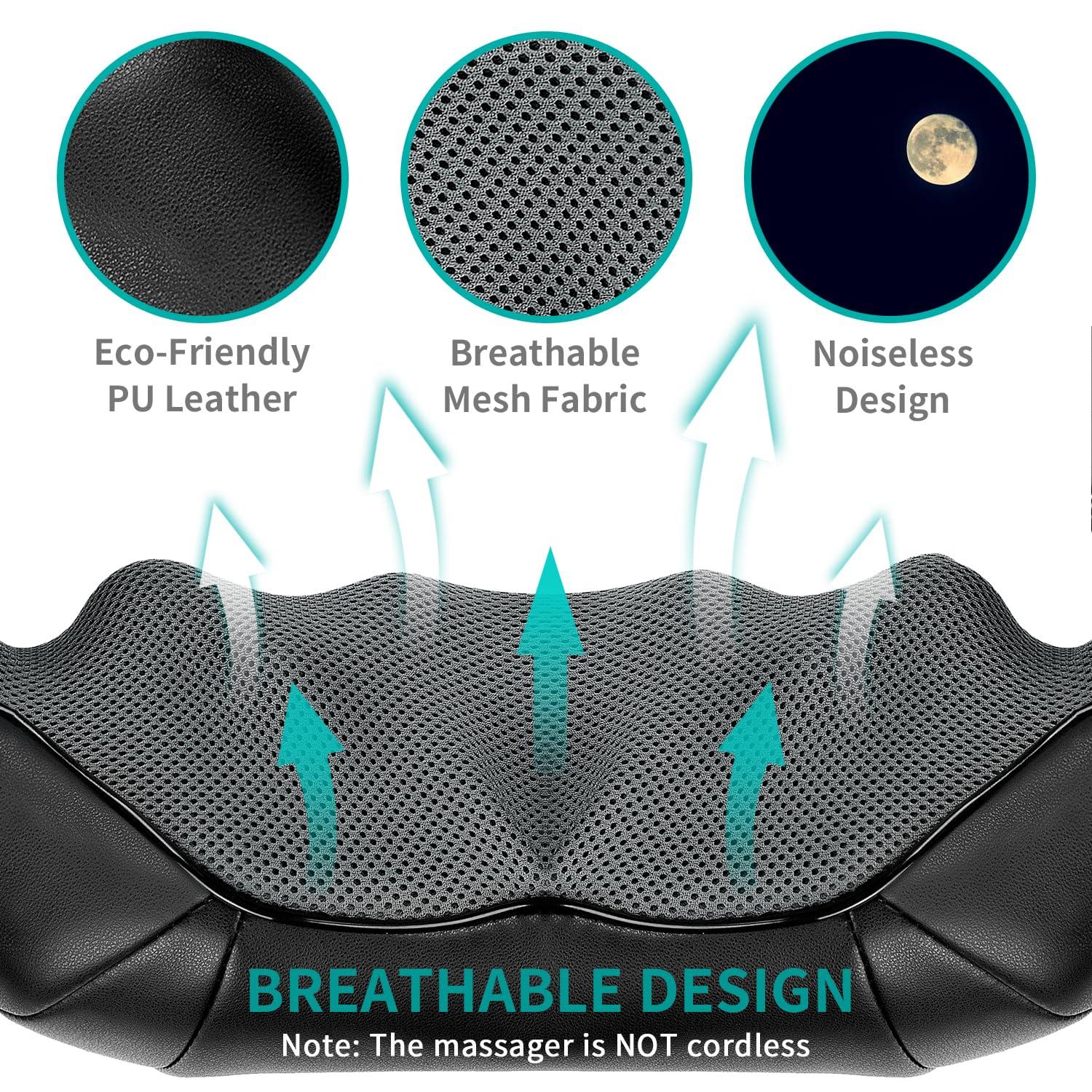 Shiatsu Neck and Back Massager with Soothing Heat, Nekteck Electric Deep Tissue 3D Kneading Massage Pillow for Shoulder, Leg, Body Muscle Pain Relief, Home, Office, and Car Use - Image 5