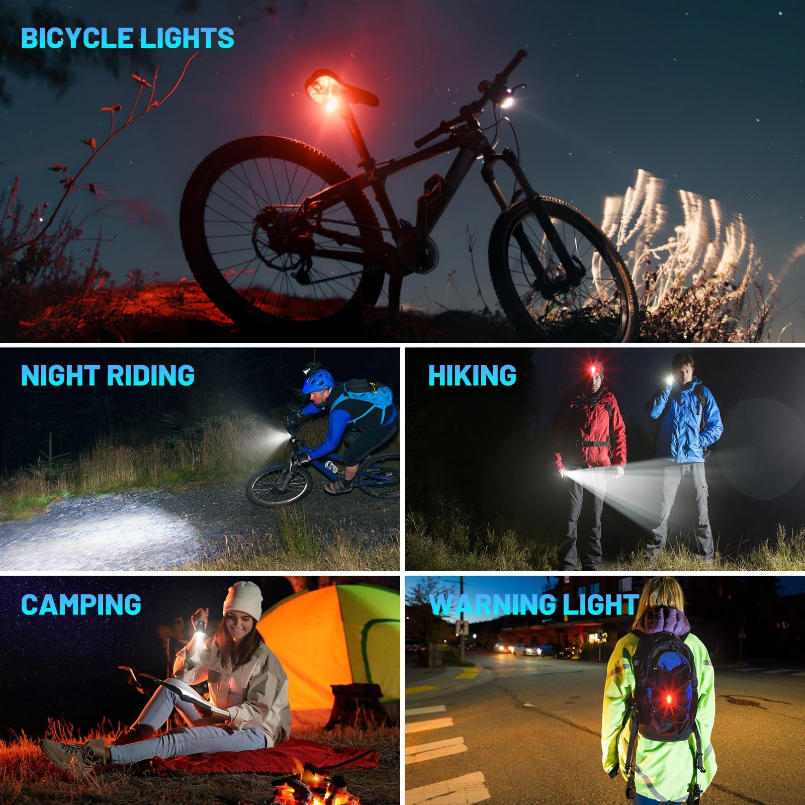 APECYC Bike Lights for Night Riding, 1200 Lumen Bicycle Front Headlight and Back Taillight with 4+5 Light Modes, USB Rechargeable Bright Bike Headlights for Cyclists and Commuters - Image 7