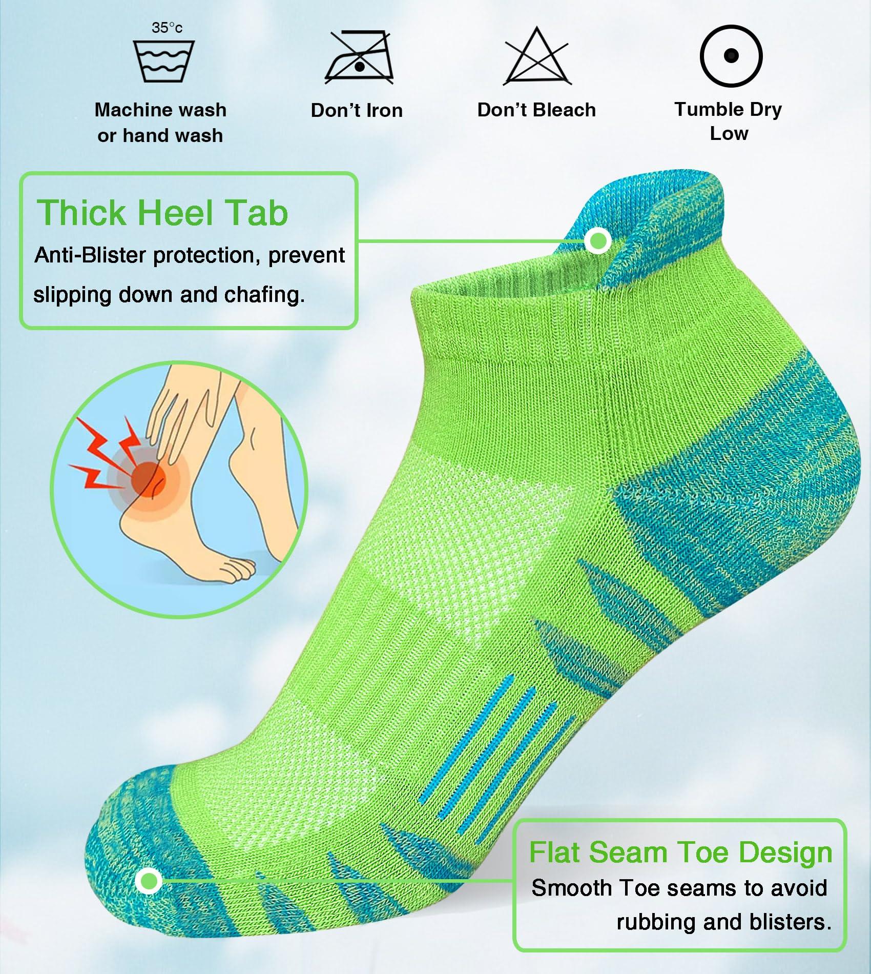 Heyoboy Womens Ankle Anti-blister Thick Cushioned Wicking Odor Resist Athletic Running Socks 5 Pairs - Image 3