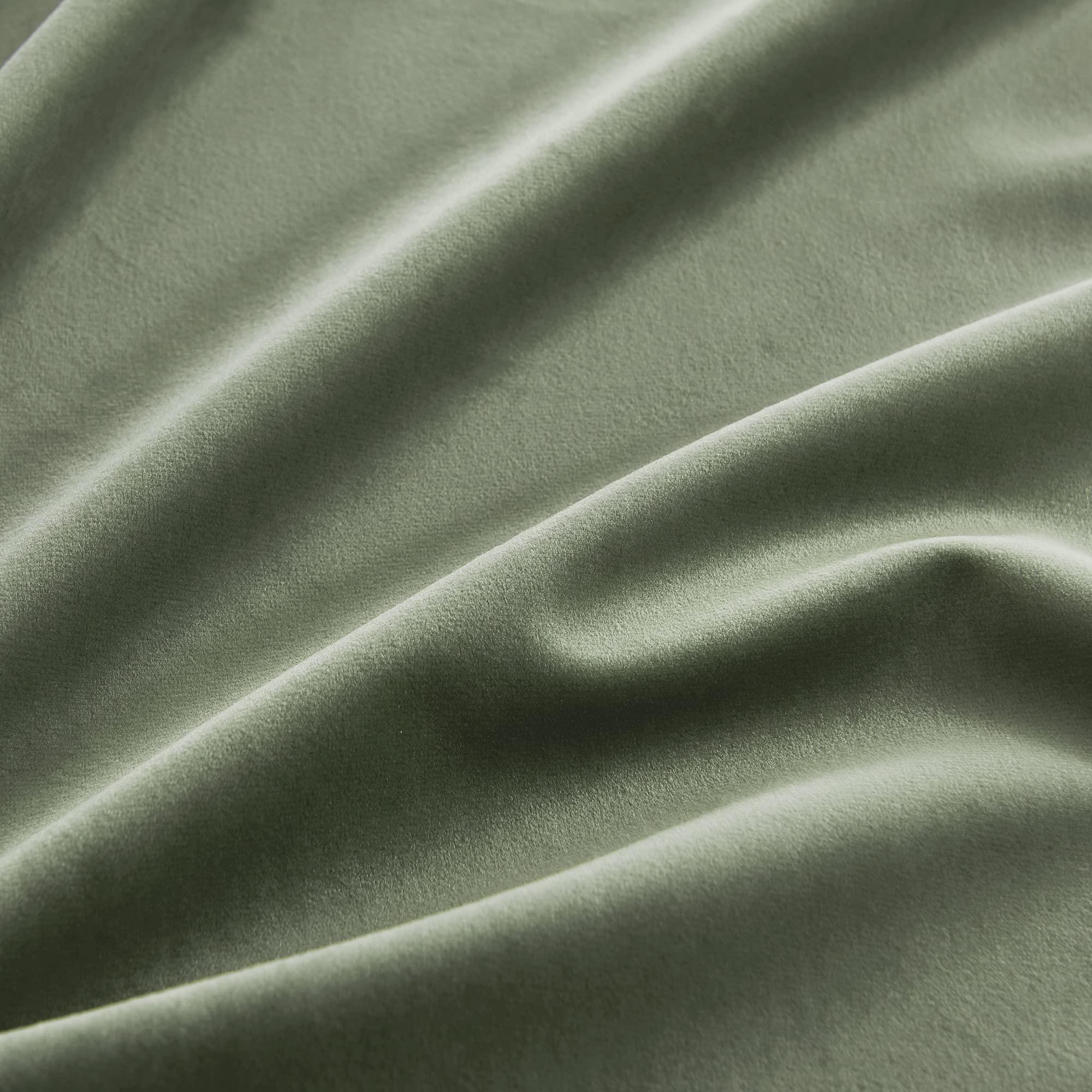 RYB HOME Sage Green Velvet Curtains 84 inches, Room Darkening Super Soft Velvet Drapes with Pleat Tape for Living Room, Thermal Insulated Window Treatment for Bedroom, W52 x L84 inch, 2 Panels - Image 7