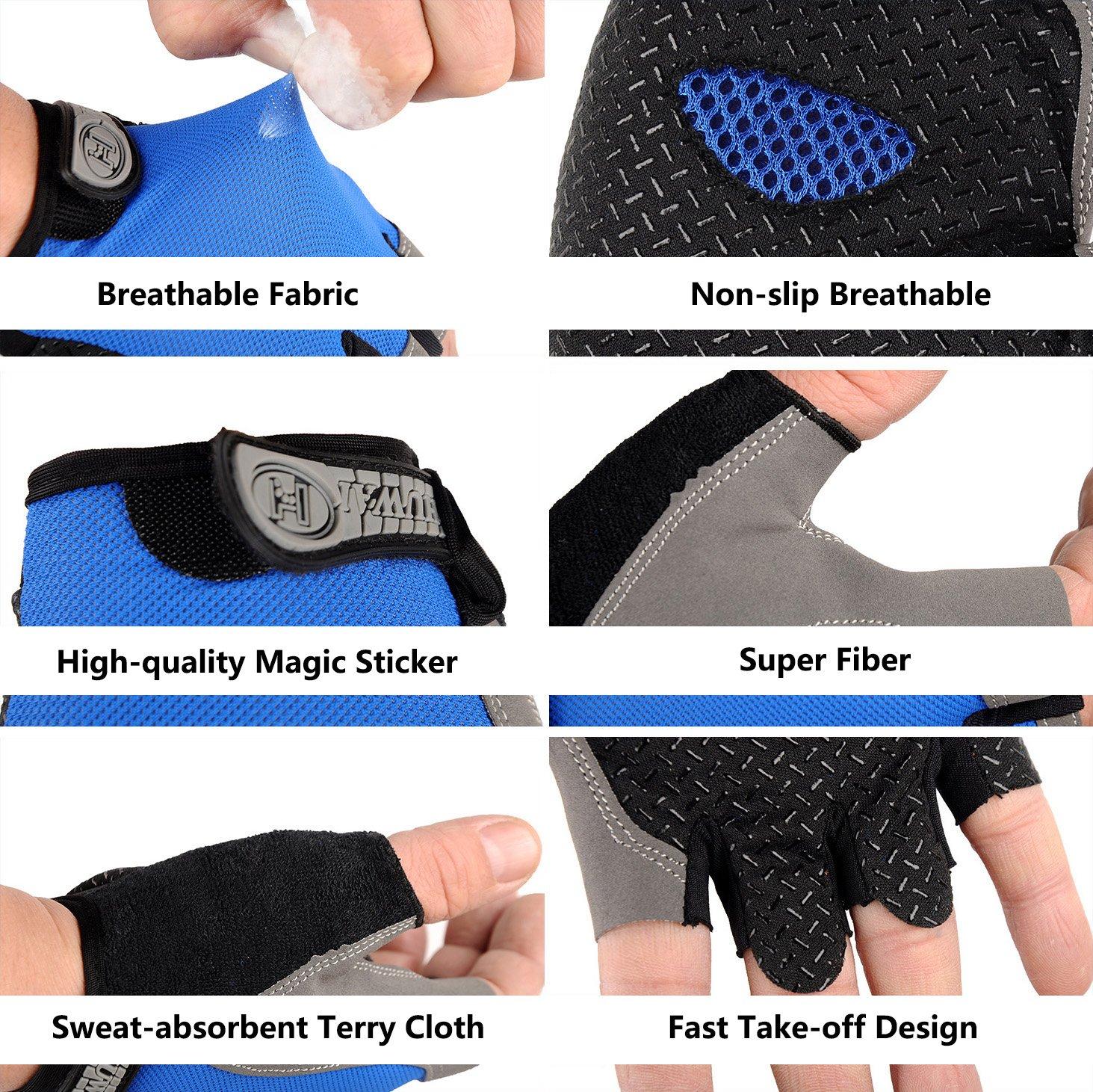 Outdoor Half Finger Cycling Gloves, 1 Pair Sports Fitness Gym Fingerless Unisex Viscose Mesh Breathable Camping Hiking Motorcycle Motorbike Bicycle Fast Drying Gloves - Image 5