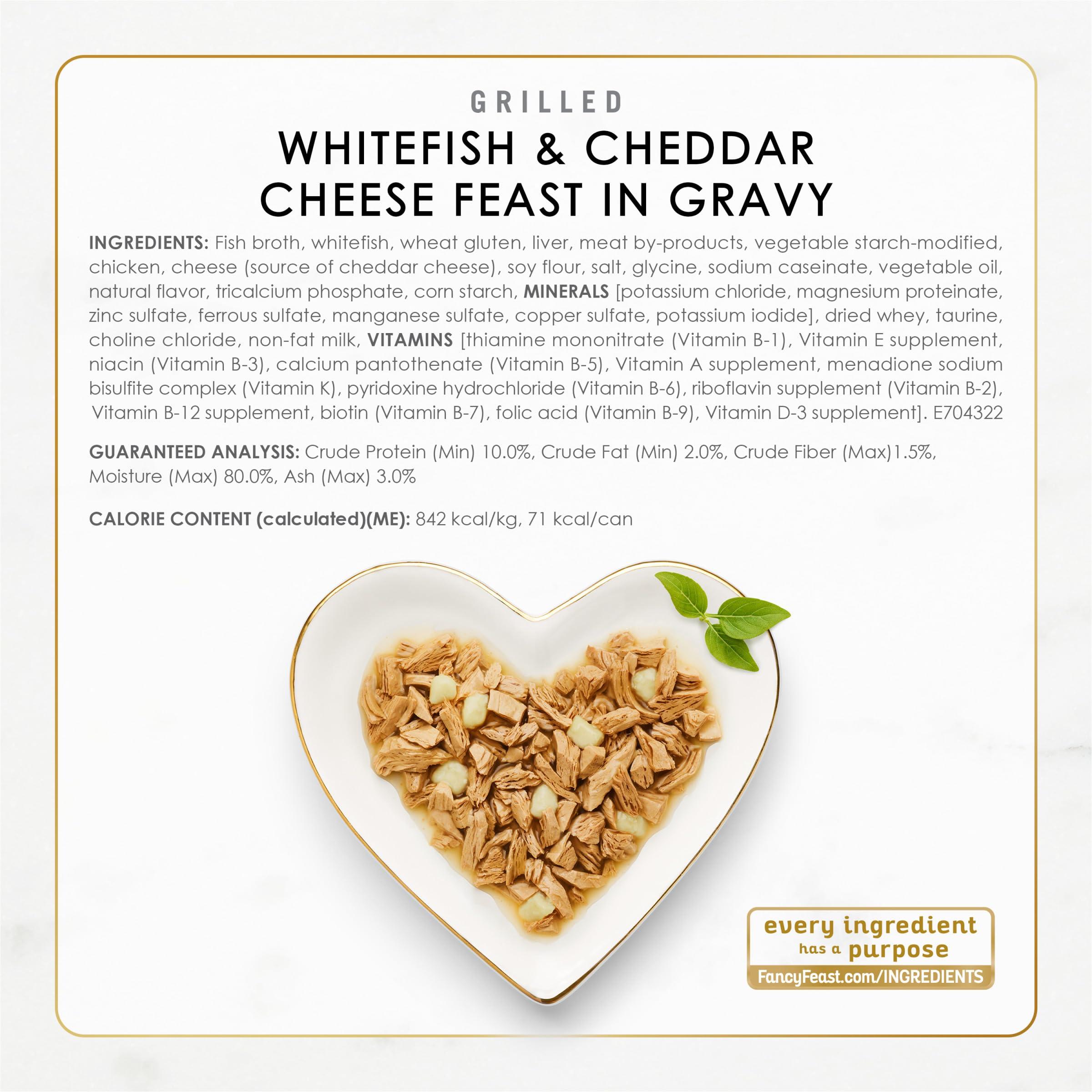Purina Fancy Feast Delights with Cheddar Grilled Chicken, Turkey or Whitefish and Cheddar Cheese Feast in Gravy Wet Cat Food Variety Pack - (Pack of 24) 3 oz. Cans - Image 8